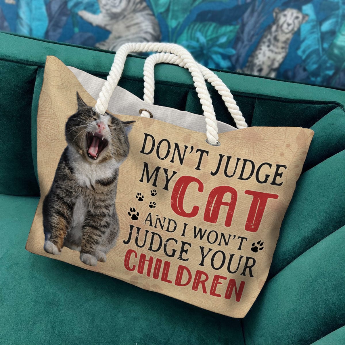 Custom Photo Don't Judge My Cat Beach Bag N304 889647 - Image 3