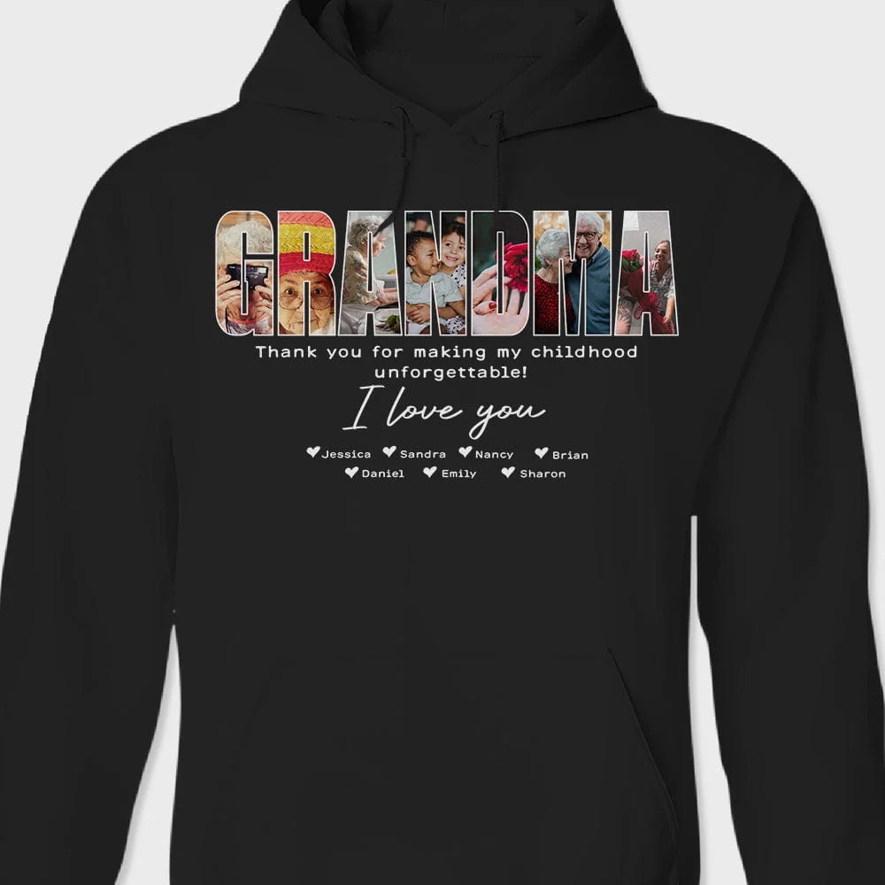 Custom Photo Gift From Grandkids For Grandma Dark Shirt N304 889067 - Image 2