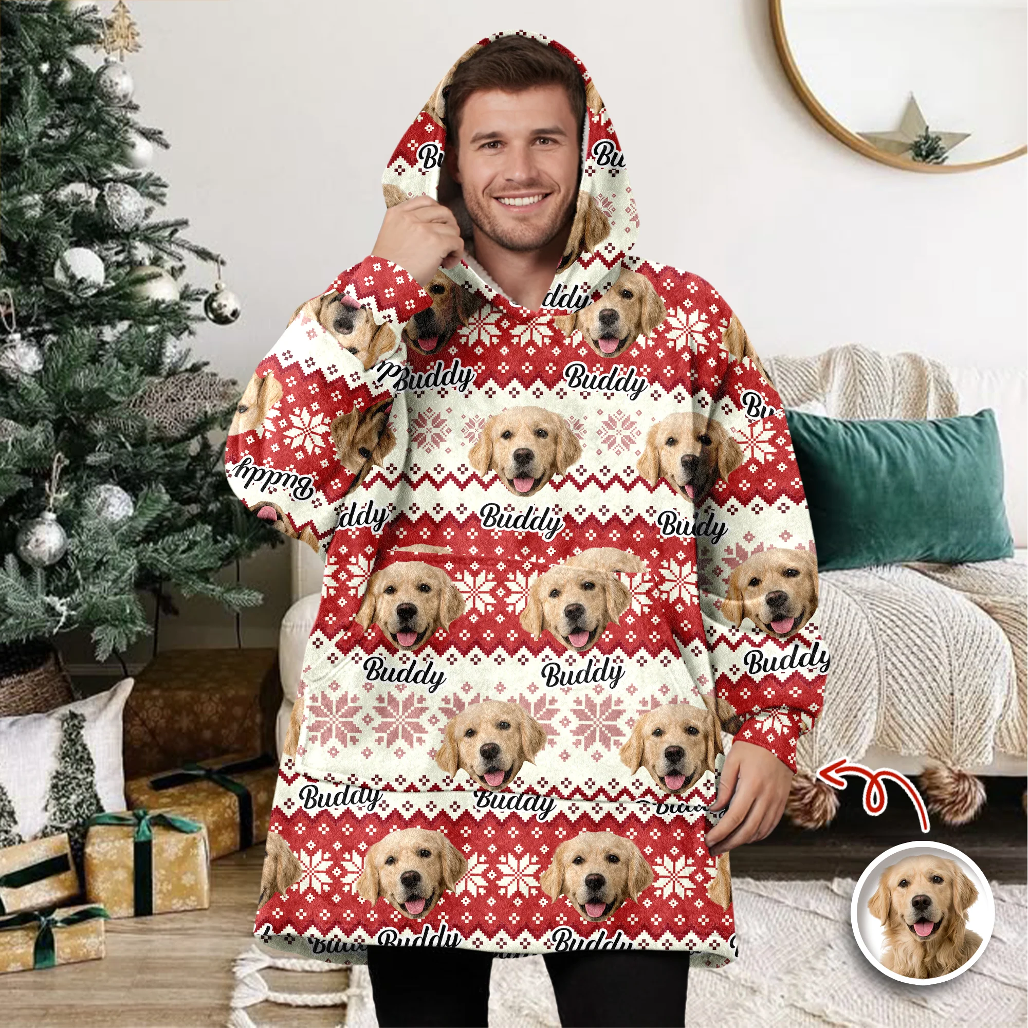 Custom Photo Have A Pawsome Christmas - Dog & Cat Hoodie Blanket HA75 898294 - Image 2
