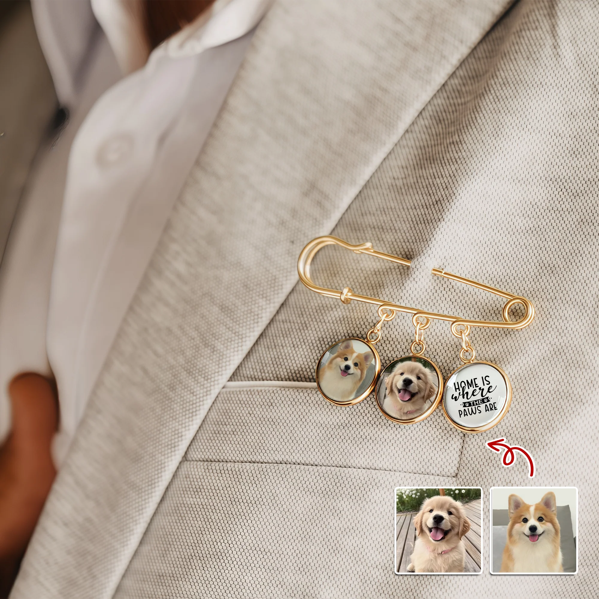 Custom Photo Home Is Where The Paws Are Boutonniere Lapel Pin TH10 896031 - Image 3