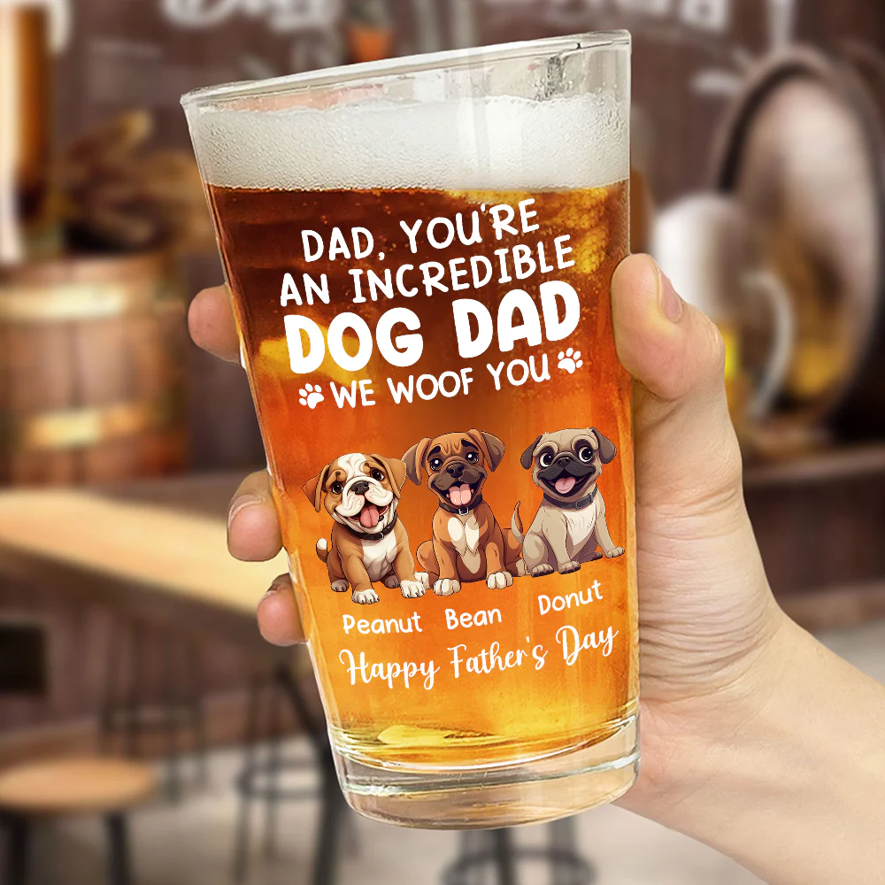 Custom Photo Incredible Dog Dad Beer Glass Father's Day Gift CH07 895984 - Image 2