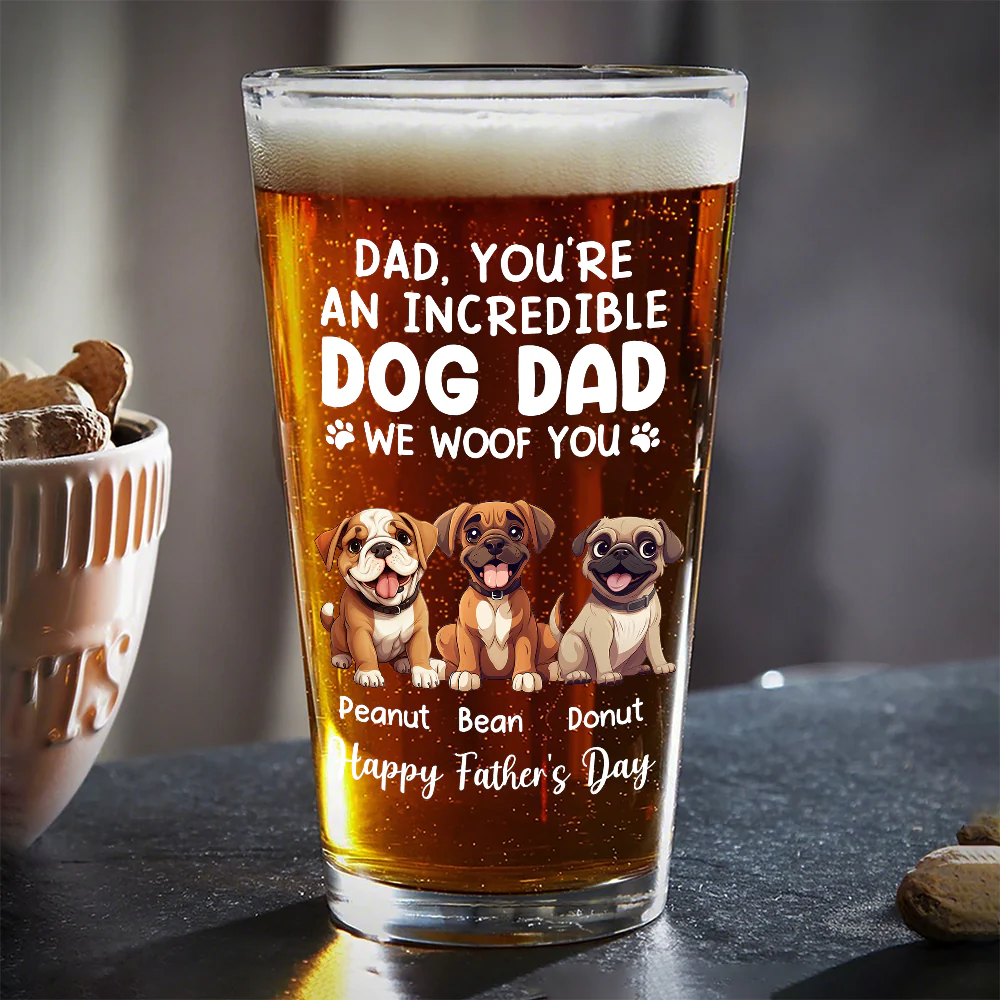 Custom Photo Incredible Dog Dad Beer Glass Father's Day Gift CH07 895984 - Image 4