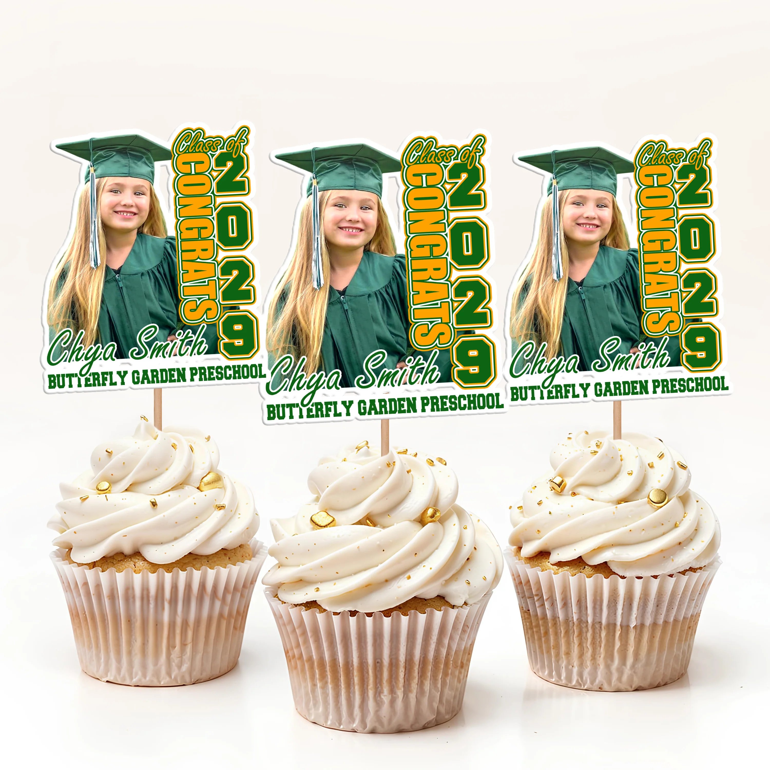 Custom Photo Kindergarten Class of 2026 Graduation Decoration Cupcake Toppers CH07 895544 - Image 5
