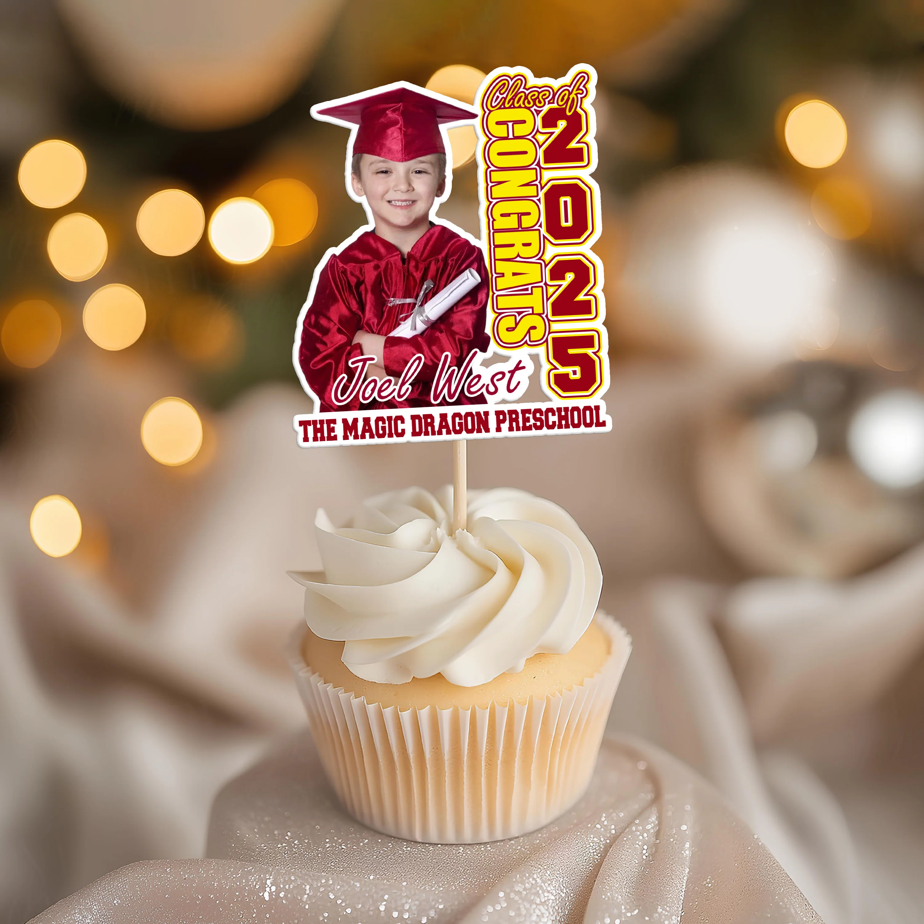 Custom Photo Kindergarten Class of 2026 Graduation Decoration Cupcake Toppers CH07 895544 - Image 6