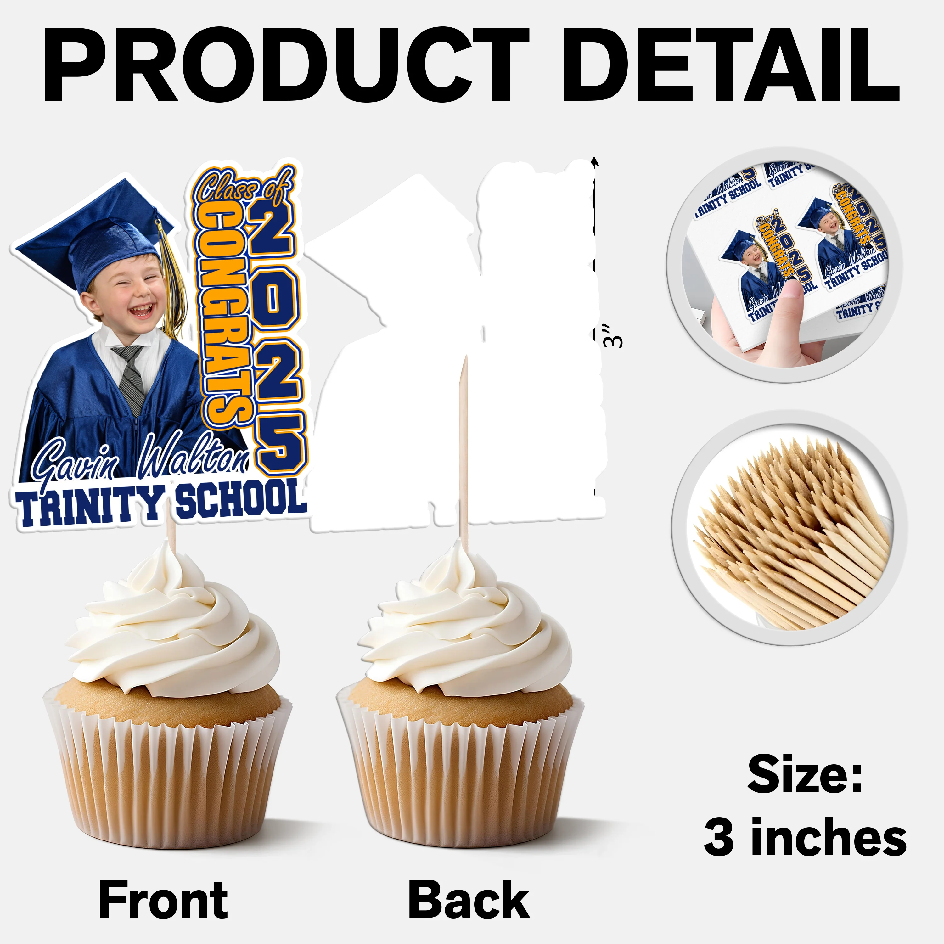Custom Photo Kindergarten Class of 2026 Graduation Decoration Cupcake Toppers CH07 895544 - Image 8