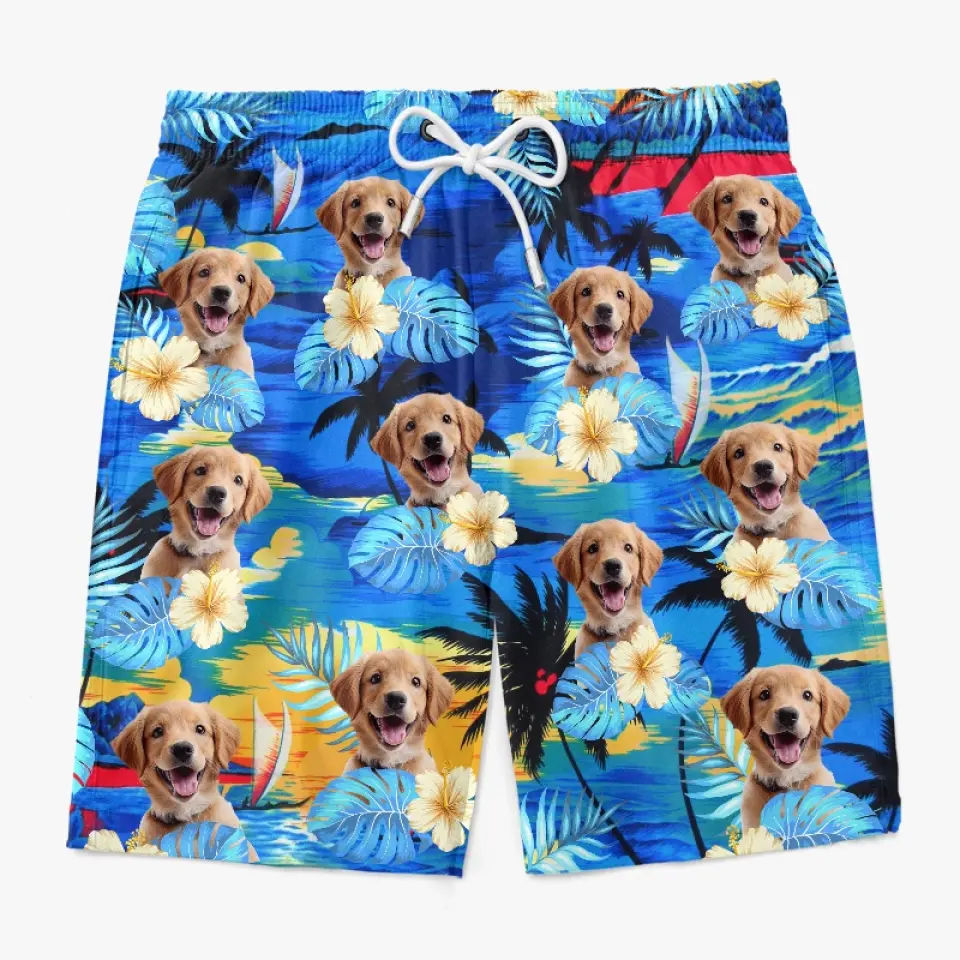 Custom Photo Life Is Better With Sandy Paws - Dog & Cat Personalized Custom Tropical Hawaiian Aloha Men Beach Shorts 167496 - Image 3