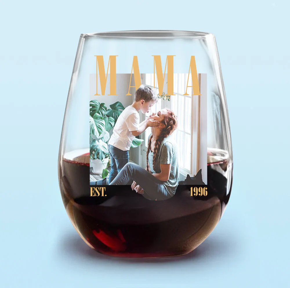 Custom Photo Mama Vintage Style Wine Glass, Personalized Mother’s Day Gift LM32 899635 - Image 4
