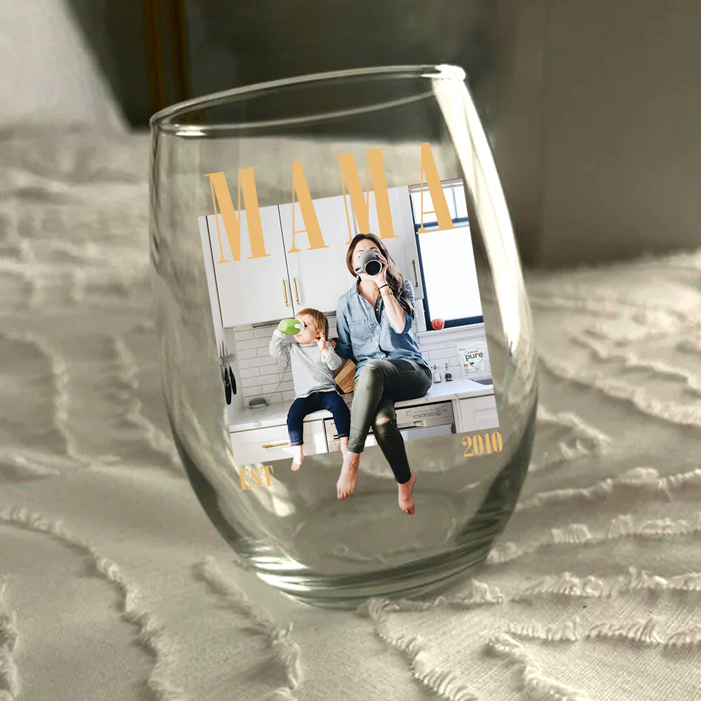 Custom Photo Mama Vintage Style Wine Glass, Personalized Mother’s Day Gift LM32 899635 - Image 5