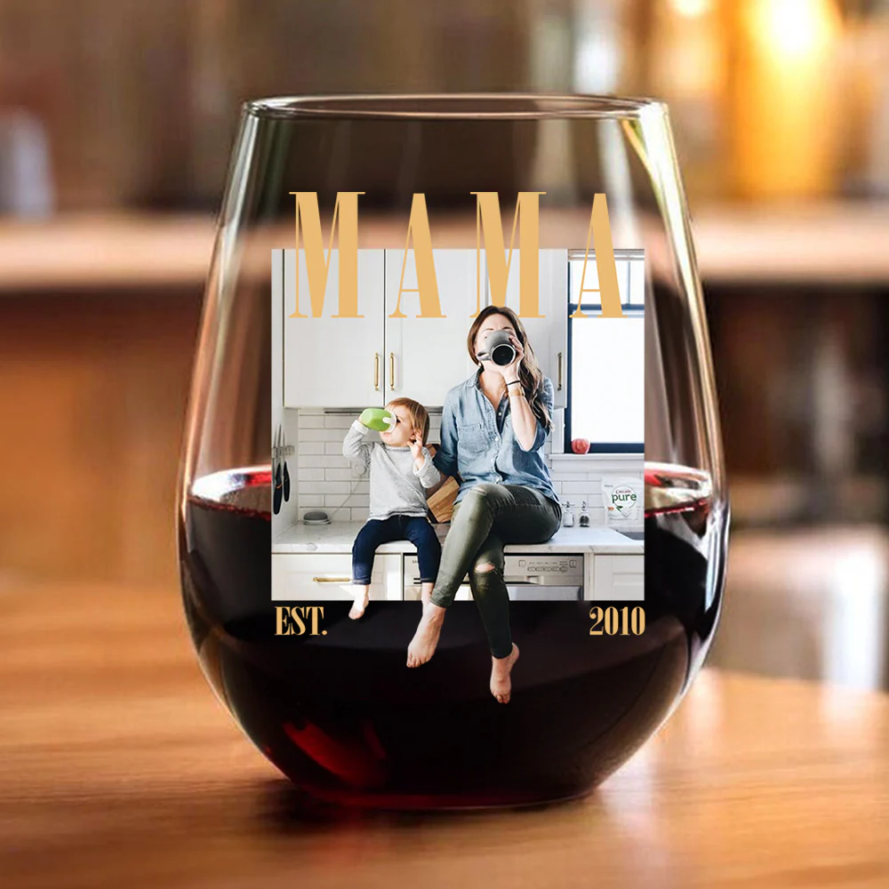 Custom Photo Mama Vintage Style Wine Glass, Personalized Mother’s Day Gift LM32 899635 - Image 6
