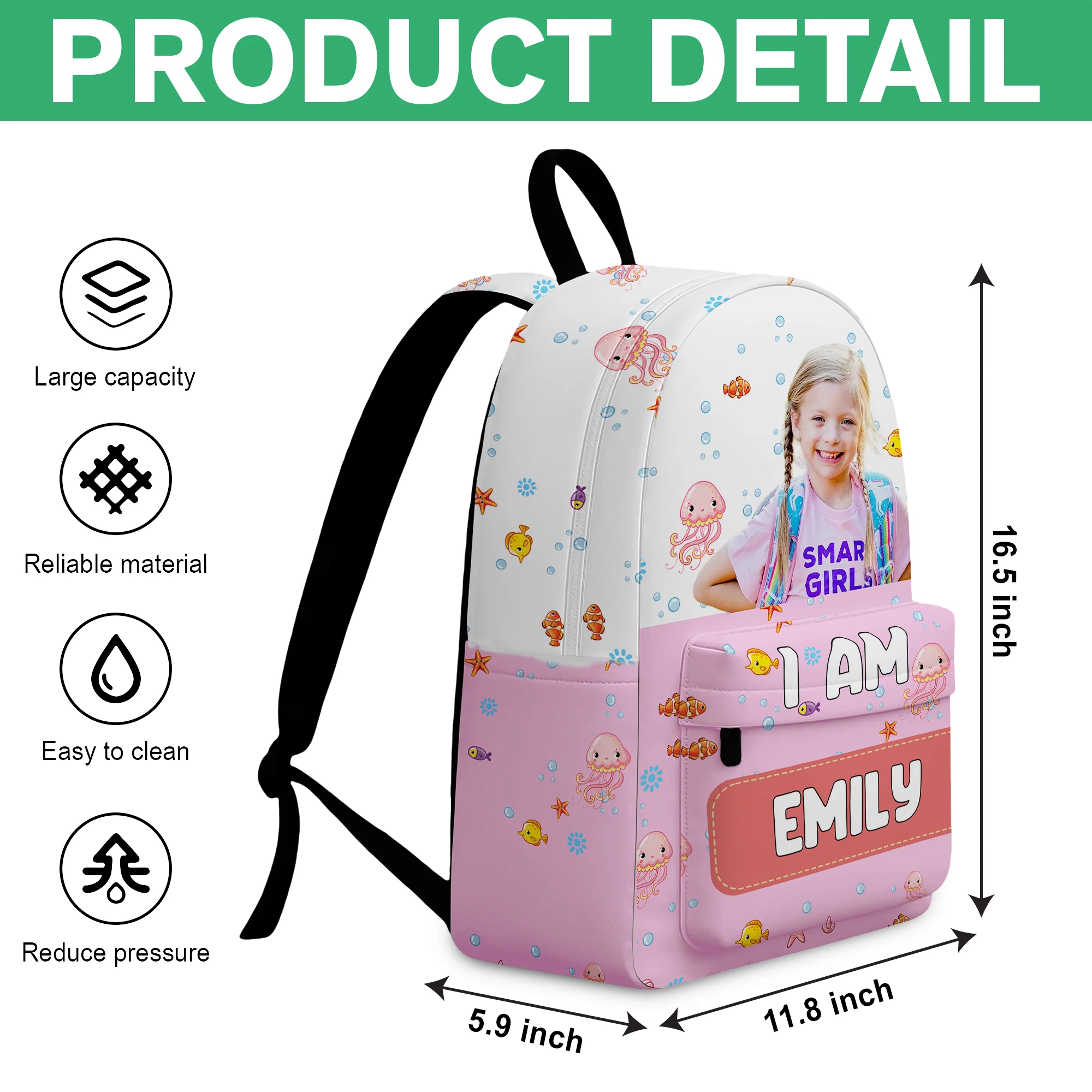 Custom Photo Mermaid Unicorn Dinosaur Astronaut Backpack Personalized Back To School Gift For Kids HA75 892676 - Image 5