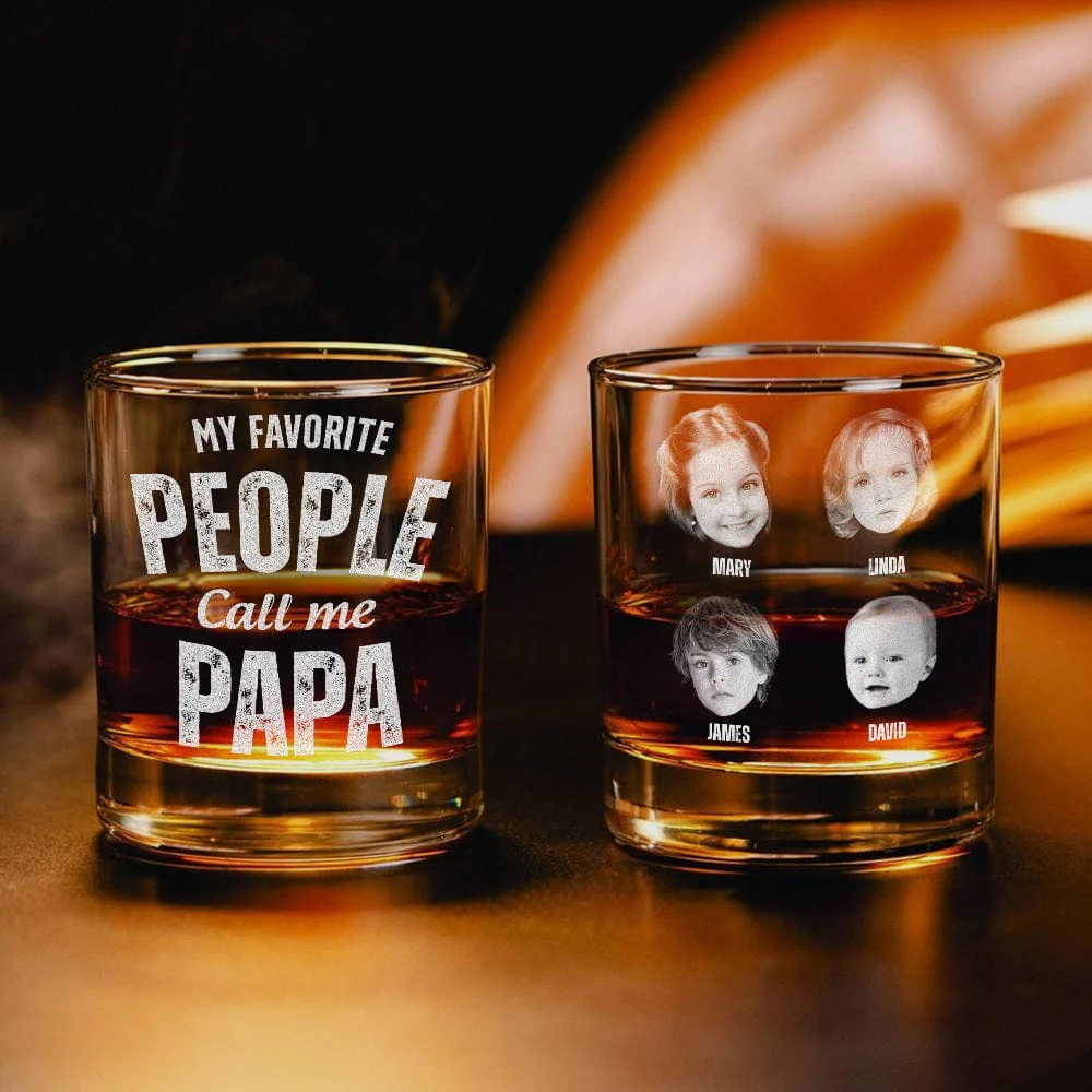 Custom Photo My Favorite People Call Me Papa Father's Day Engraved Rock Glass DM01 HA75 891009 - Image 3