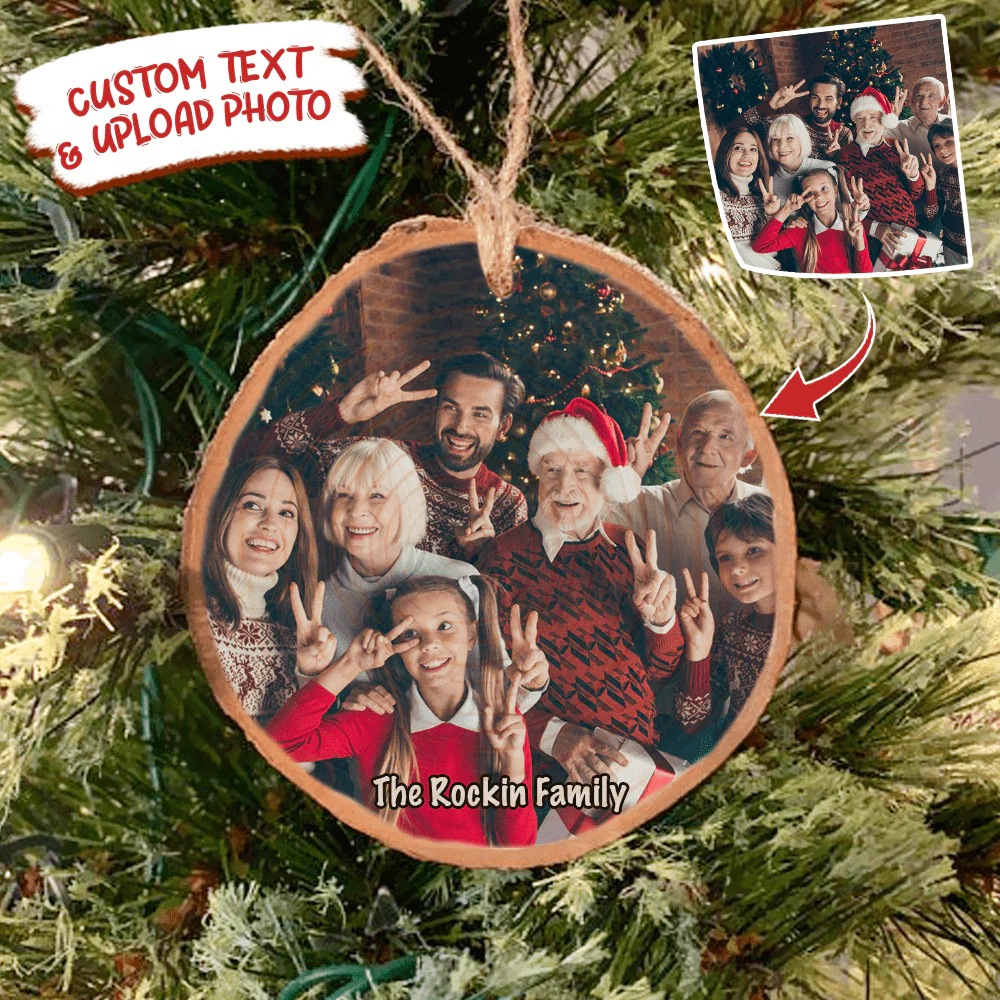 Custom photo Ornament Family Ornament Christmas Wood Slice Ornament, DA199 891144 - Image 3