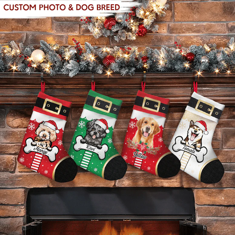 Custom Photo Santa Outfit Dog Christmas Stocking TA29