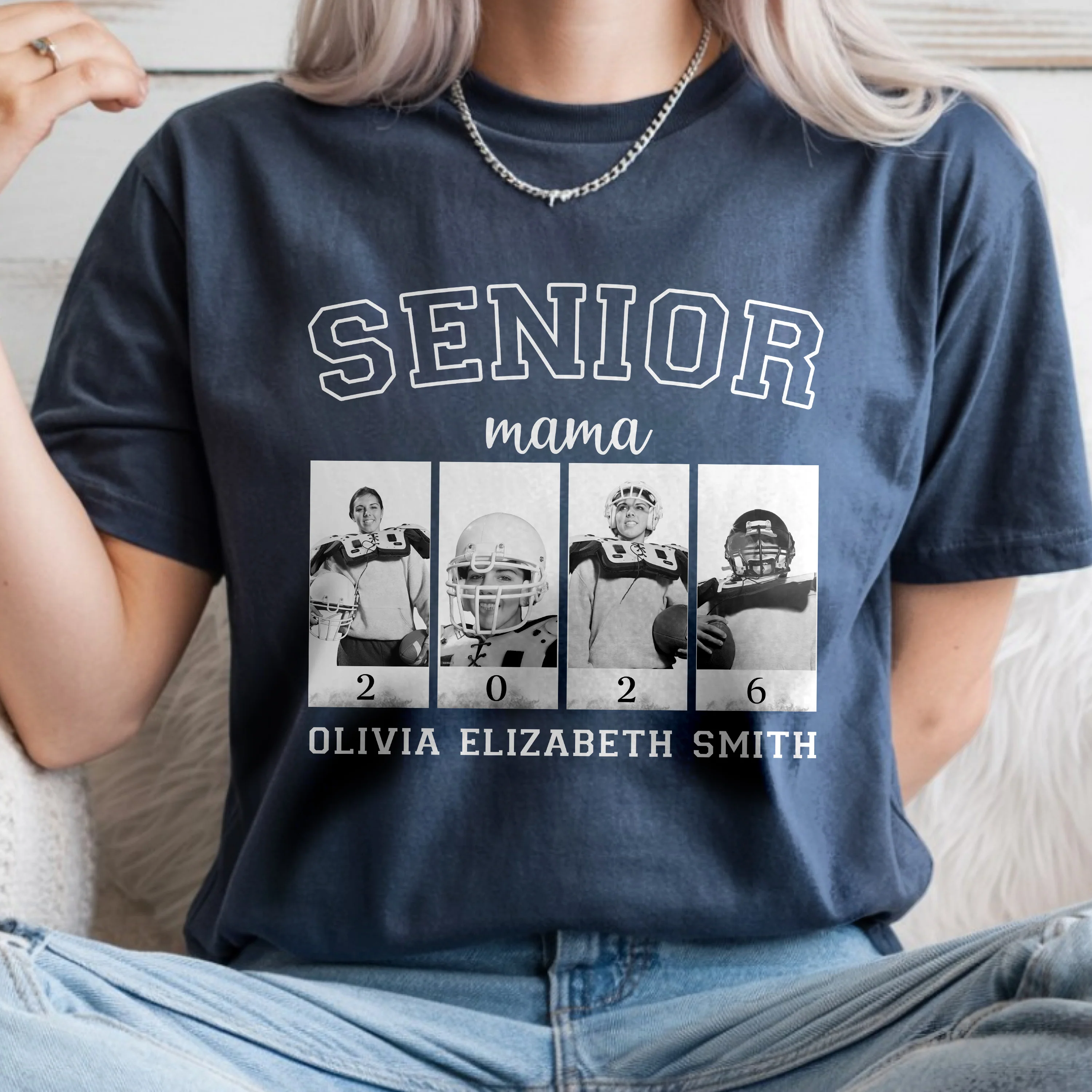 Custom Photo Senior Football Mama Comfort Color Shirt Gifts For Football Mom, Football Lover CH07 899444 - Image 5