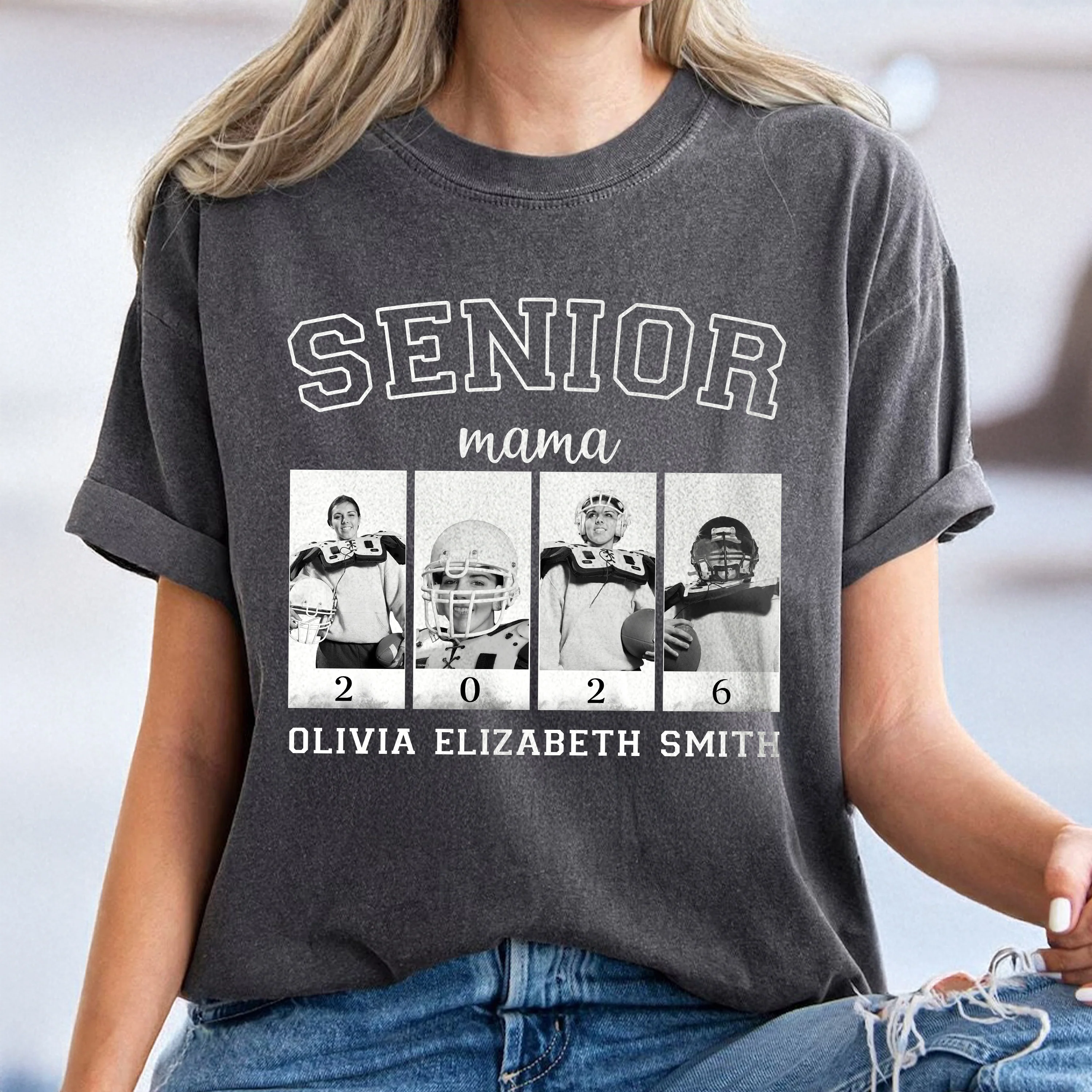 Custom Photo Senior Football Mama Comfort Color Shirt Gifts For Football Mom, Football Lover CH07 899444 - Image 8