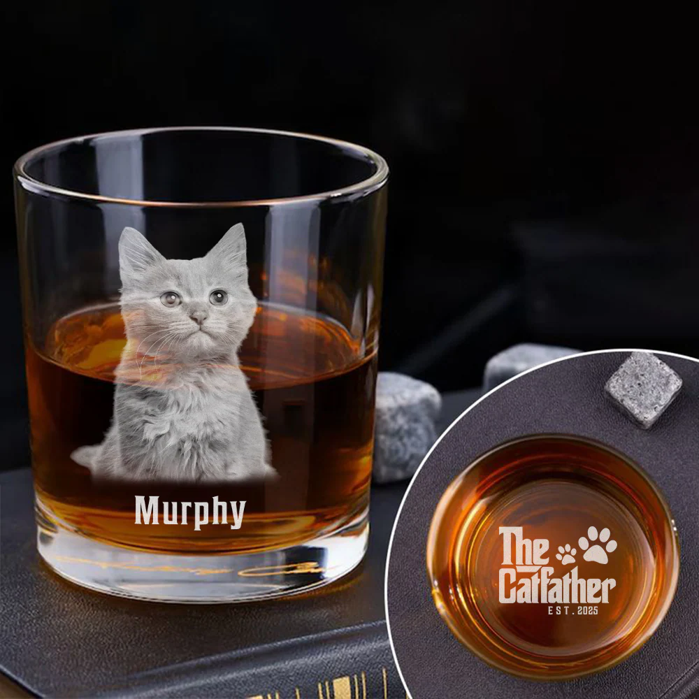 Custom Photo The Cat Father For Cat Lover Whiskey Glass TH10 892847 - Image 3
