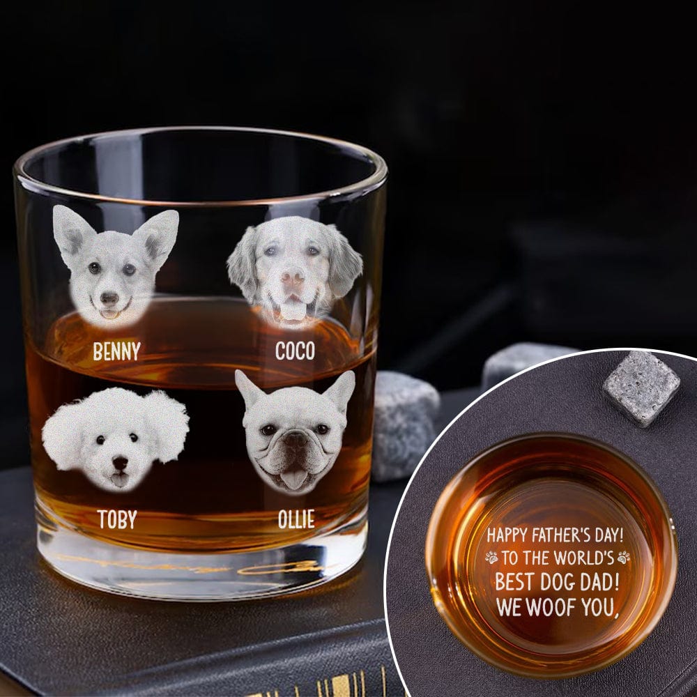 Custom Photo To The World's Best Dog Dad Engraved Rock Glass DM01 HA75 890961 - Image 3