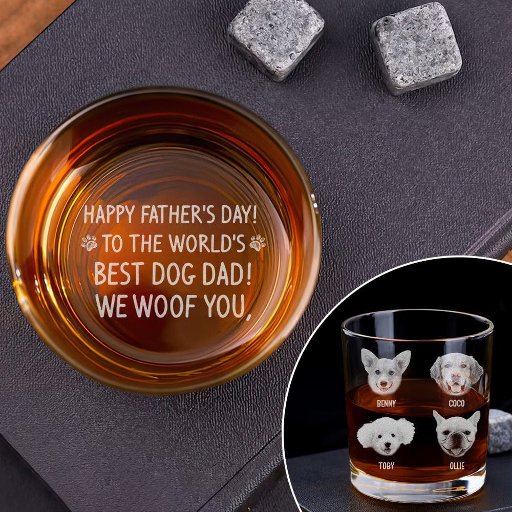 Custom Photo To The World's Best Dog Dad Engraved Rock Glass DM01 HA75 890961 - Image 4