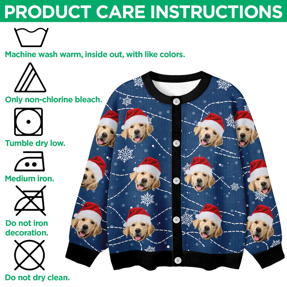 Custom Puppy Photo Personalized Dog Lovers Christmas Cardigan CH07 899896 - Image 6