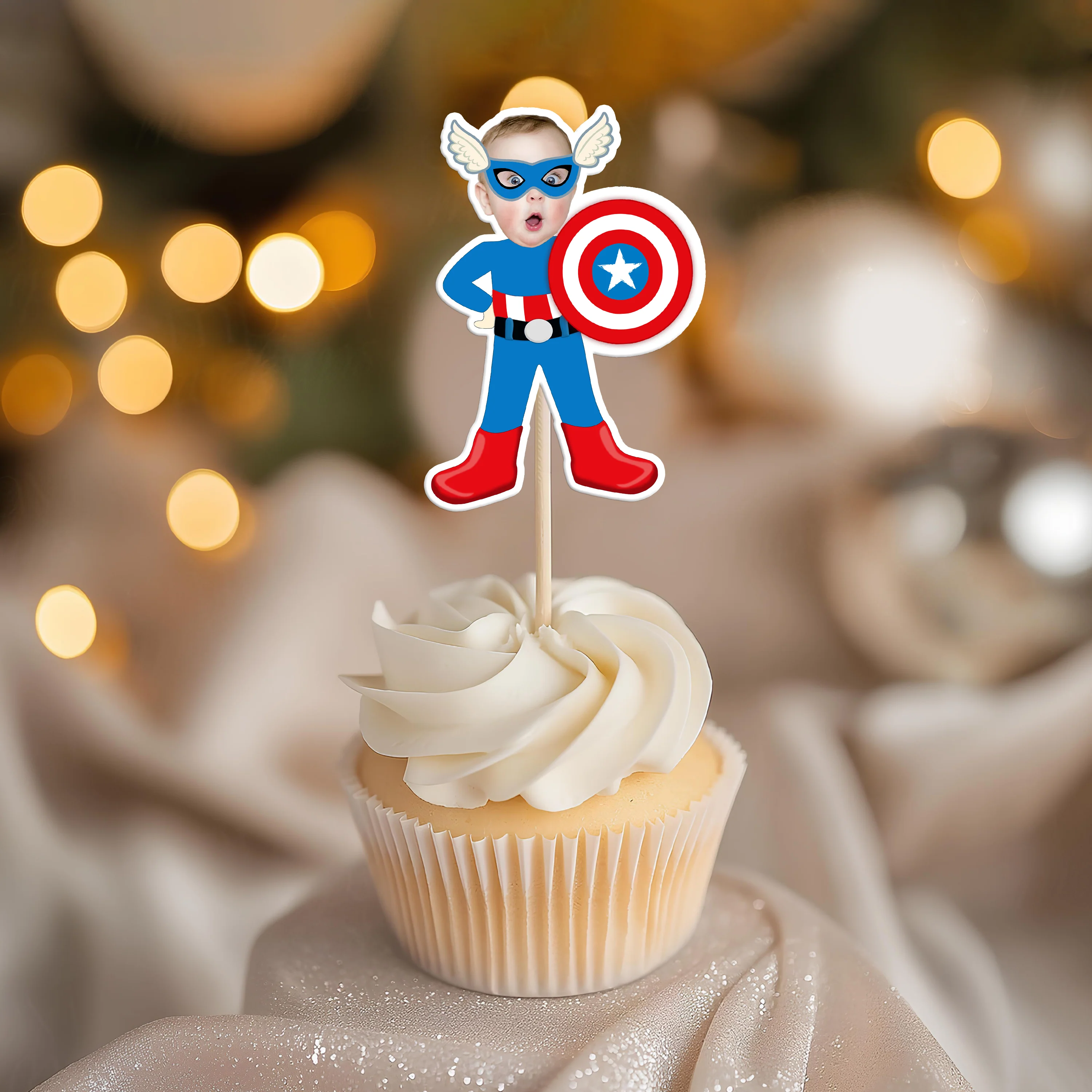 Custom Superheroes Photo Cupcake Toppers Peronalized Birthday Gift CH07 895348 - Image 4