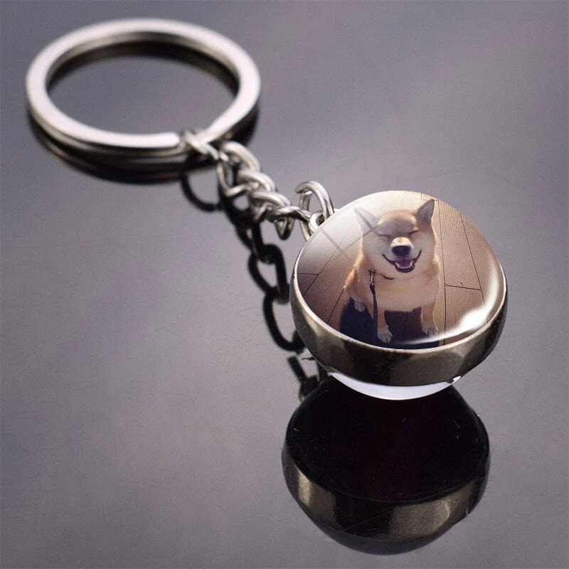 Cute Dog Double Side Glass Ball Keychain - Image 11