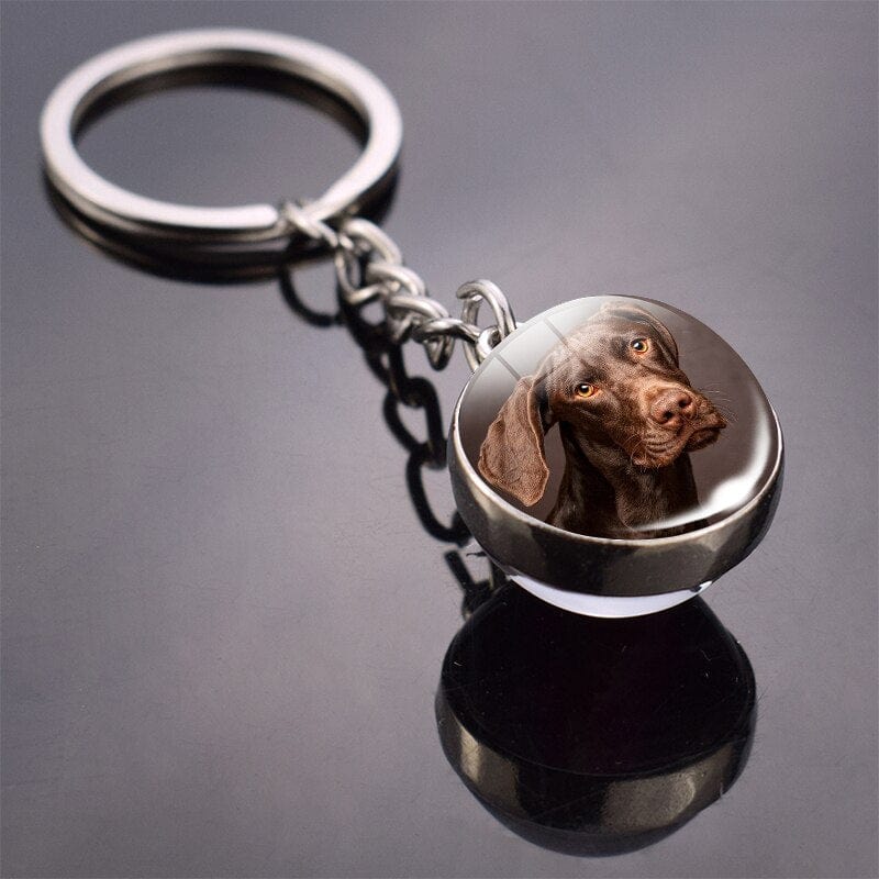 Cute Dog Double Side Glass Ball Keychain - Image 4