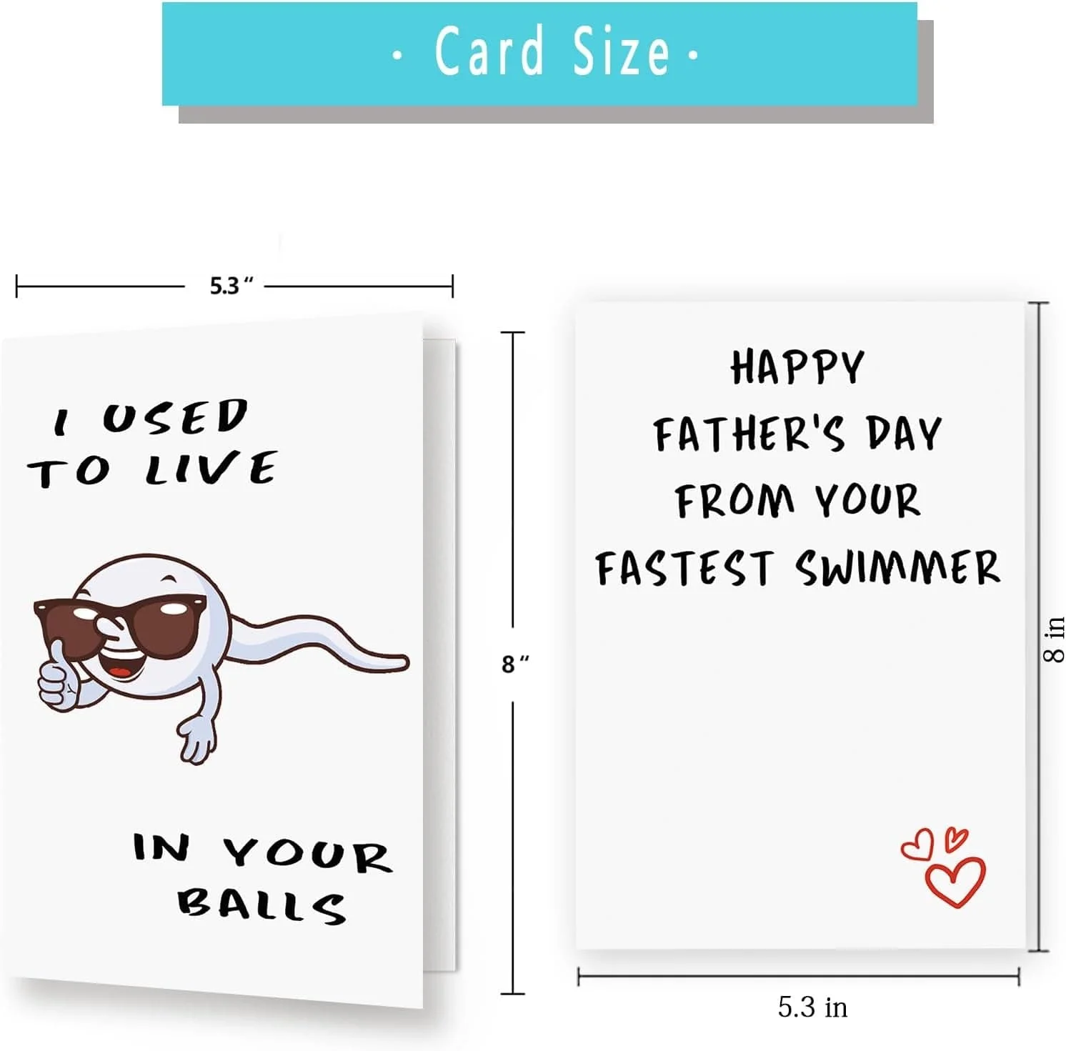 Cute First Fathers Day Card for New Dad, Two-Sided 1St Fathers Day Gift from Baby Girl Boy, I Used to Live in Your Balls - Image 2