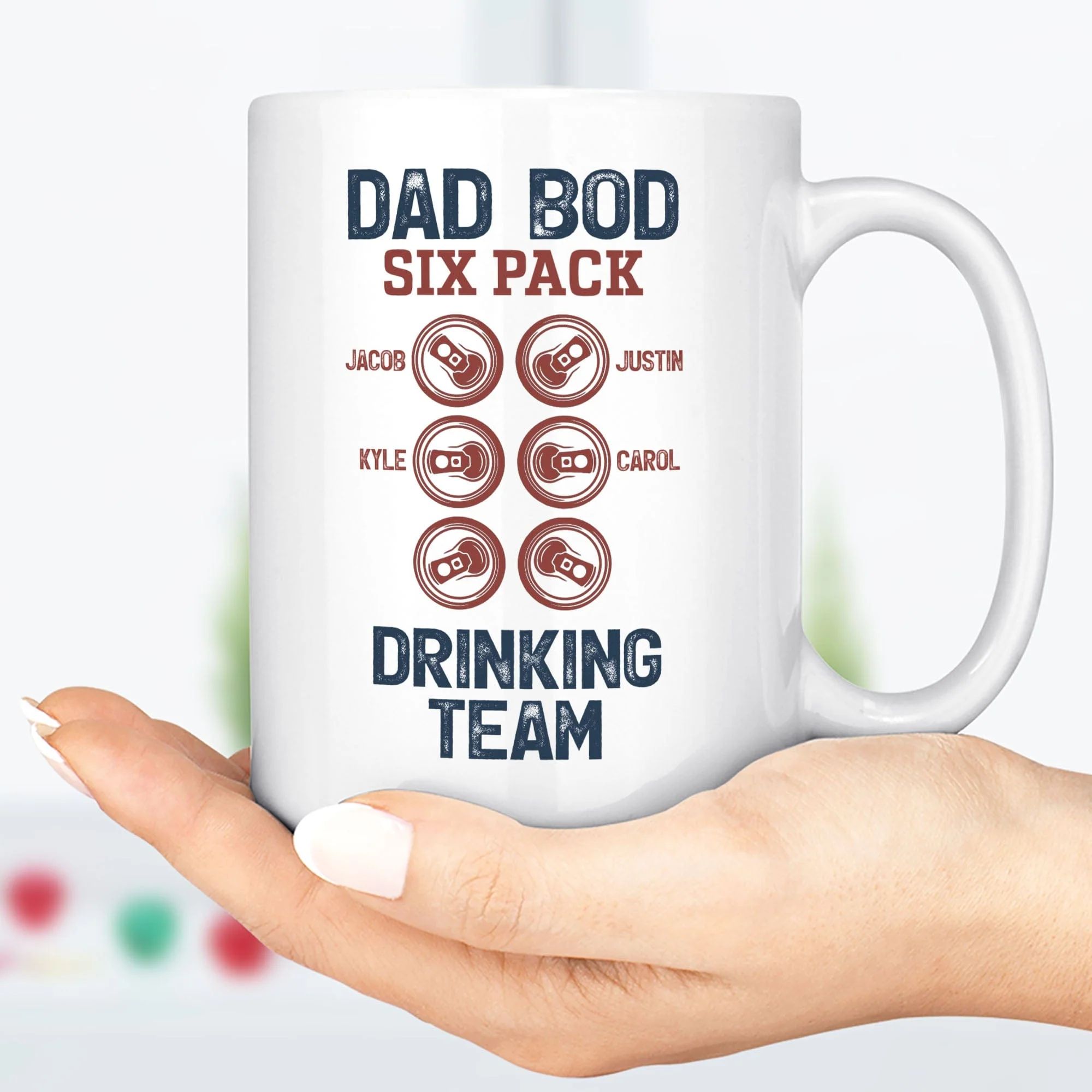 Dad Bod Six Pack Drinking Team Personalized Custom Family Mug C320 - Image 2