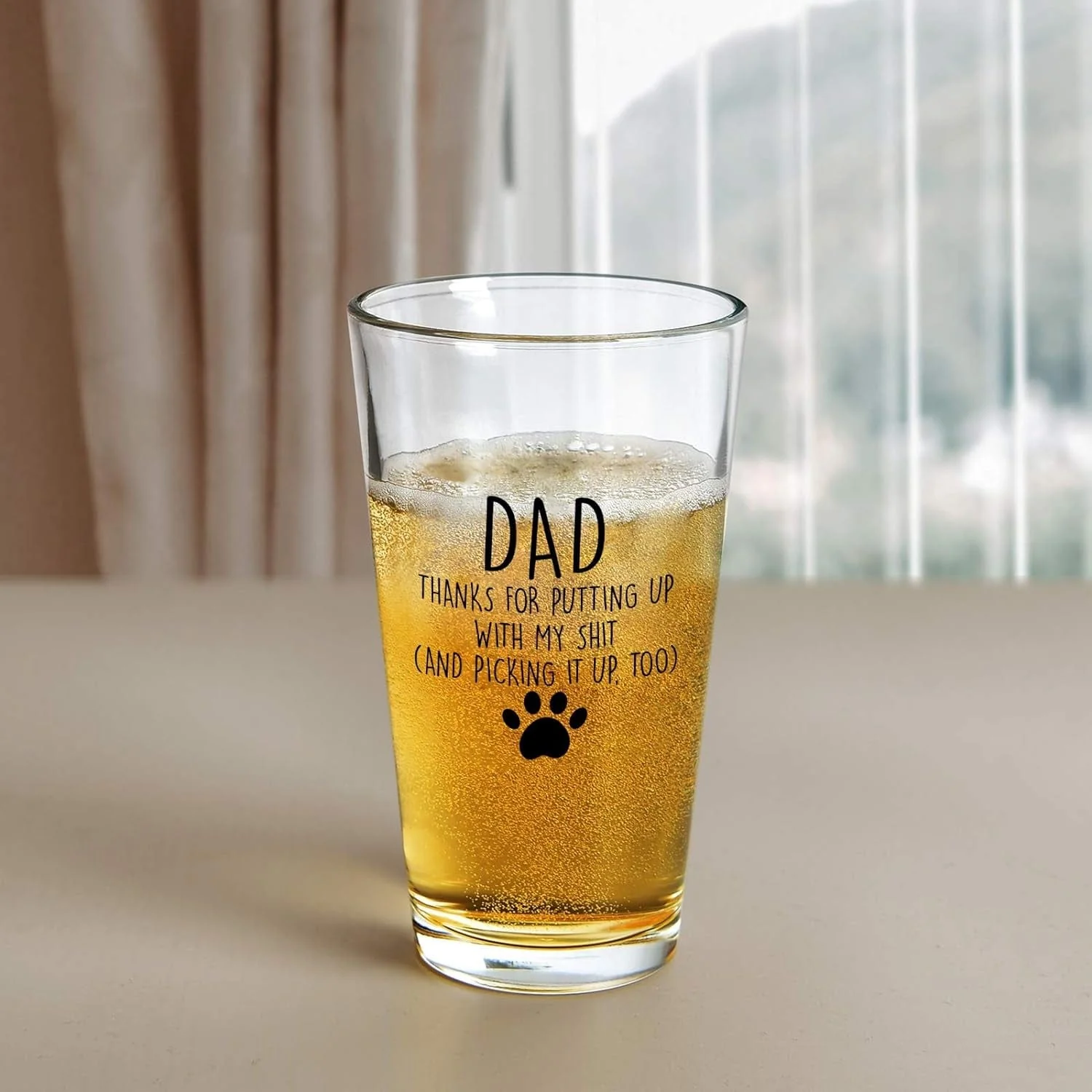 Dad Thanks for Putting up with My, Funny Beer Glass Gifts for Dad Men Husband Him Christmas Father’S Day Birthday from Daughter Son Kids Wife, Novelty Fathers Day Presents, 15Oz Beer Glass - Image 5