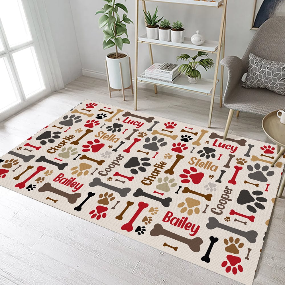 Dog Bones and Paws Rug Personalized Gift DA199 890021 - Image 3