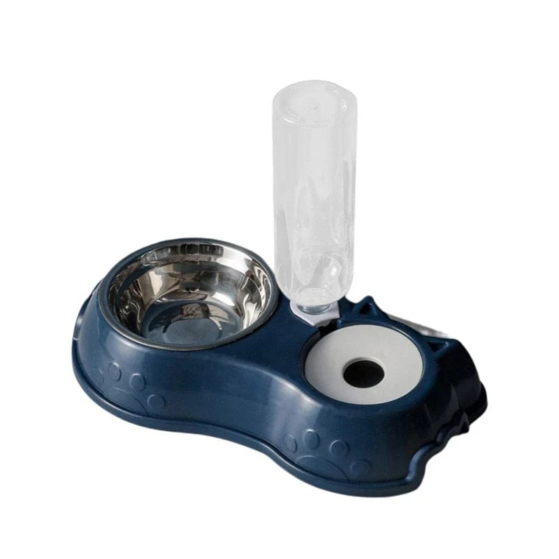 Dog Cat Feeder Bowl With Water Bottle Automatic Drinking - Image 3