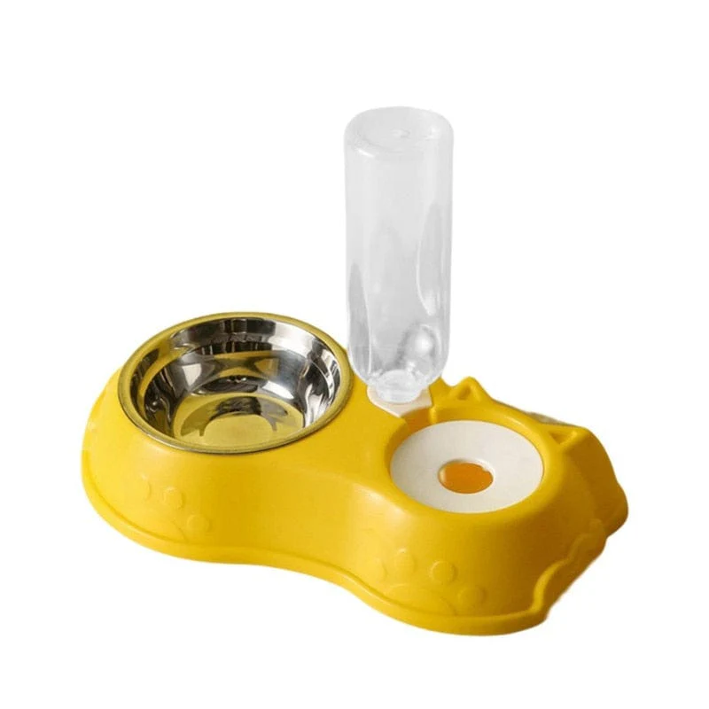 Dog Cat Feeder Bowl With Water Bottle Automatic Drinking - Image 7