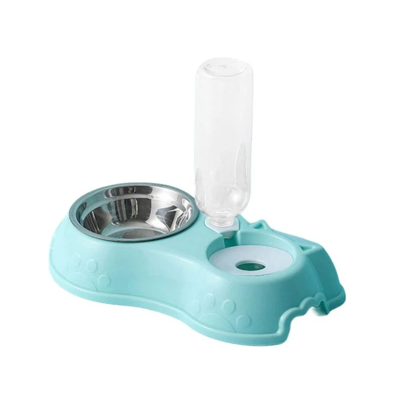 Dog Cat Feeder Bowl With Water Bottle Automatic Drinking - Image 9