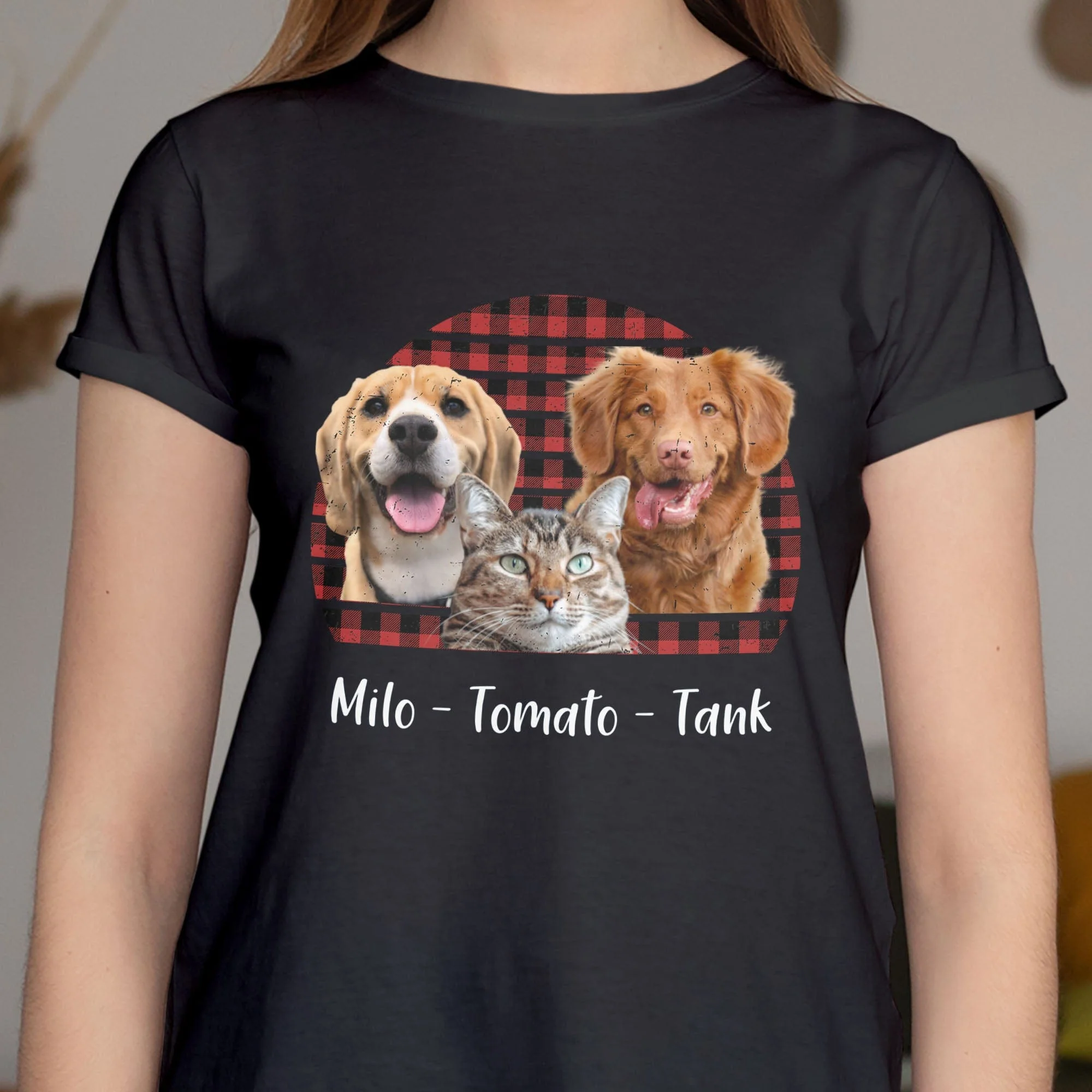Dog Cat Vintage Multiple Background, Custom Photo Shirt T132 - Image 2