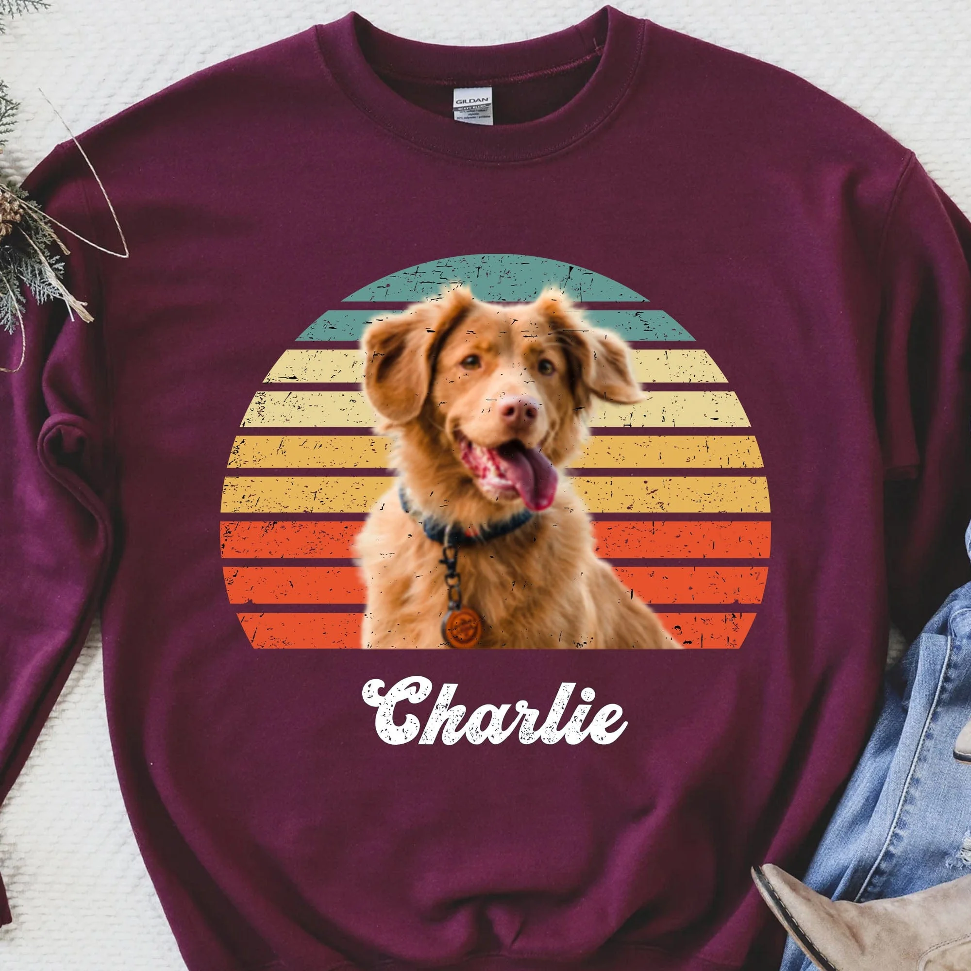 Dog Cat Vintage Retro Photo Sweatshirt Personalized Custom Photo Dog Cat Pet Sweatshirt TA29 891645 - Image 4