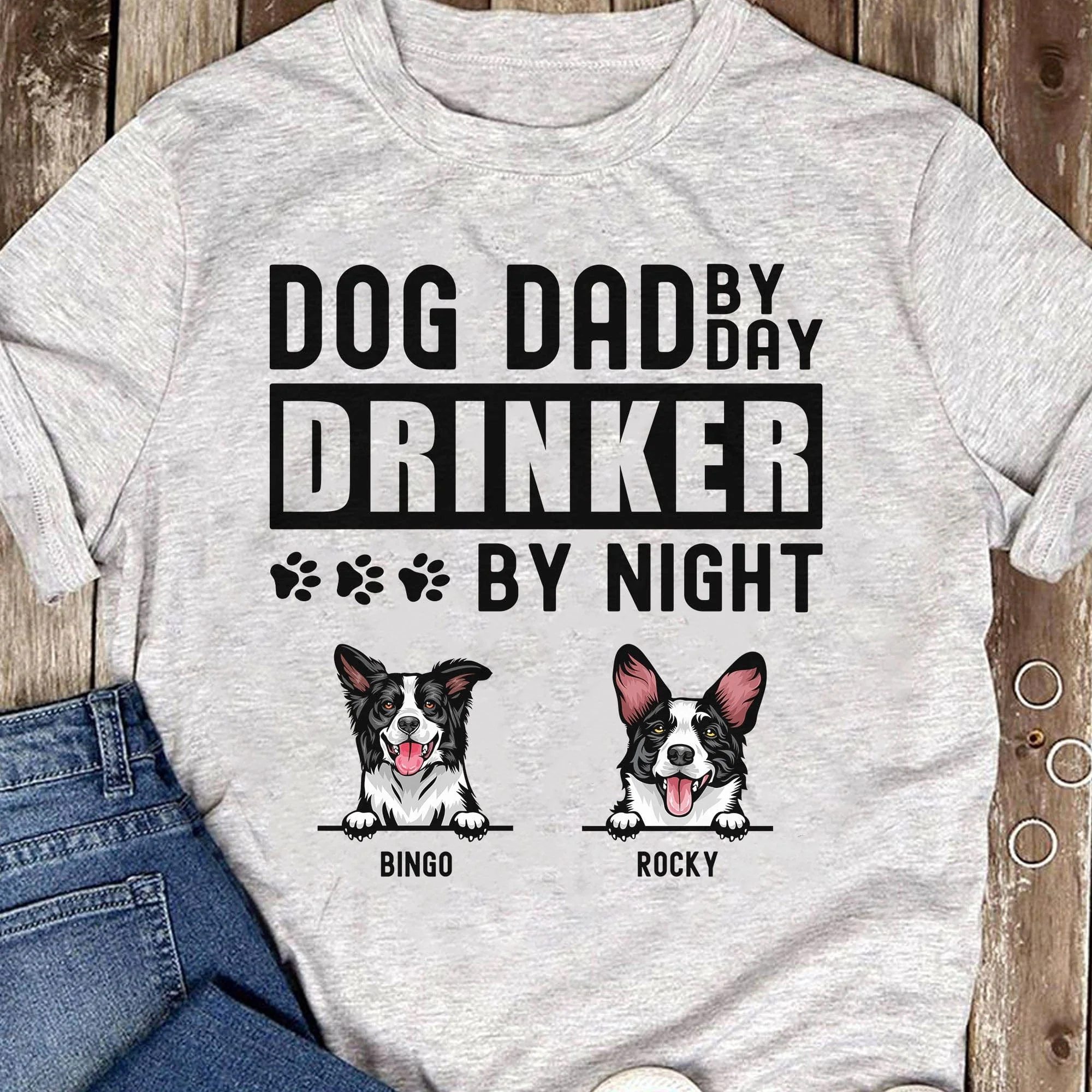 Dog Dad By Day Drinker By Night Personalized Custom Dog Dad Shirt C333 - Image 2