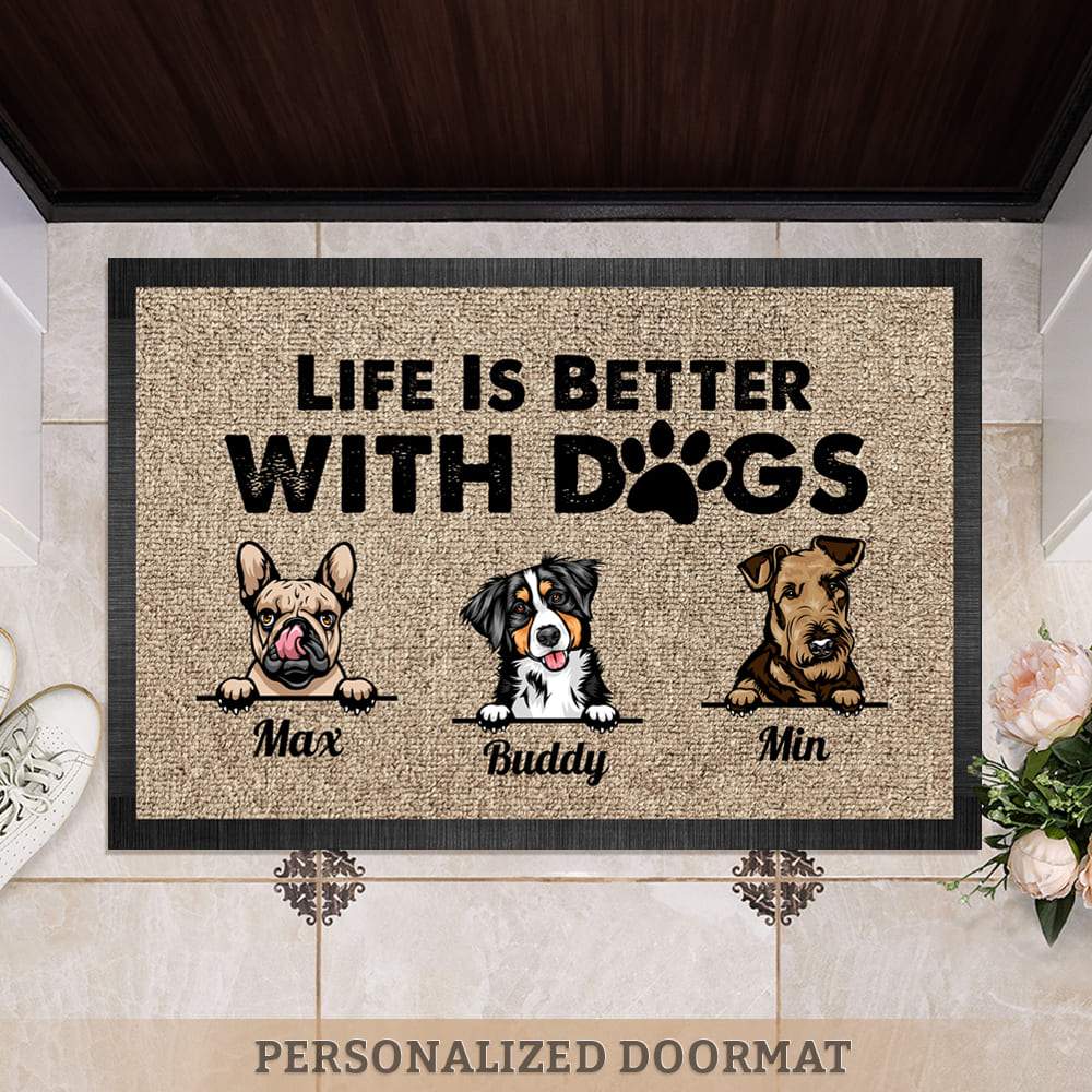 Life Is Better With Dog Doormat, Dog Lover Gift, Non-slip Welcome Mats HN590