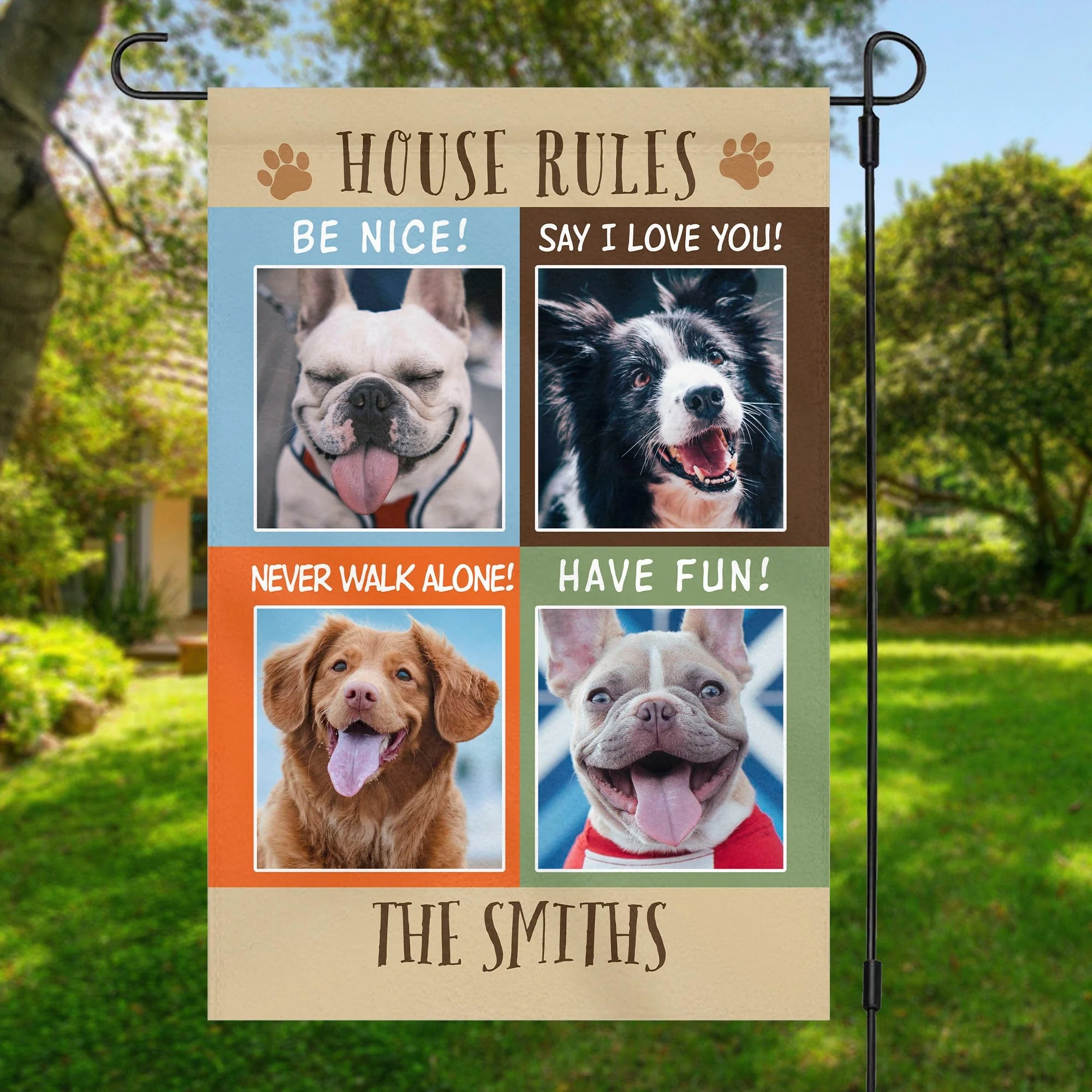 Dog House Rules Photo Garden Flag C183 - Image 2