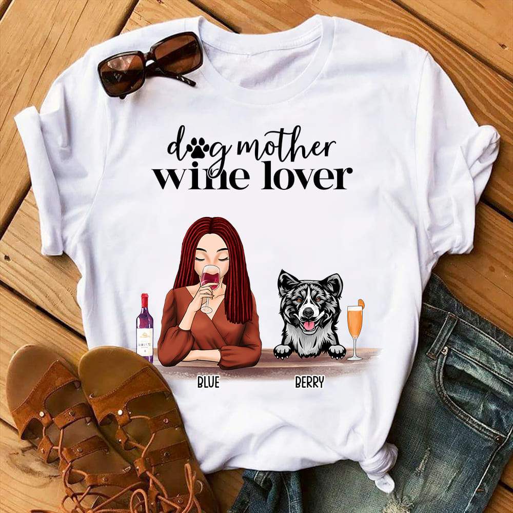 Dog Mother Wine lover Dog T-shirt 890681 - Image 2
