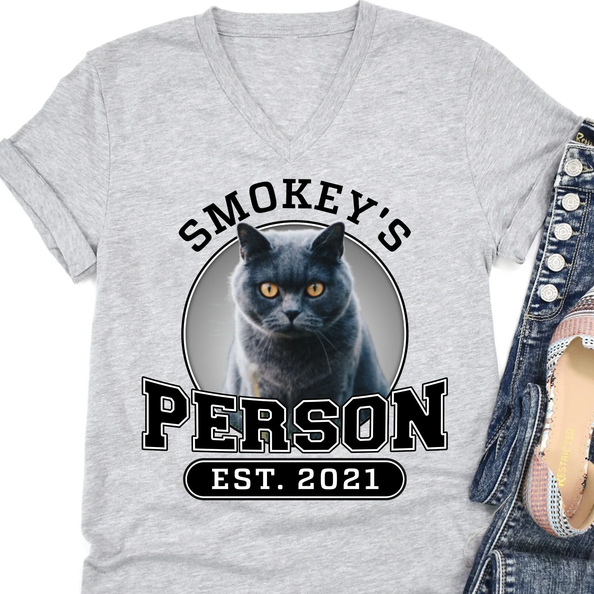 Dog Person Personalized Custom Photo Dog Cat Pet Shirt C547 - Image 3