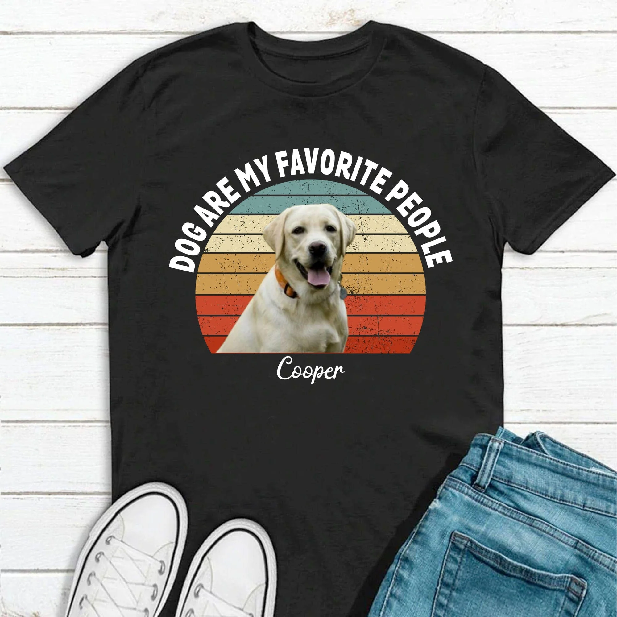 Dogs Are My Favorite People Vintage Retro Photo Shirt, Personalized Custom Photo Dog Shirt H458 - Image 3