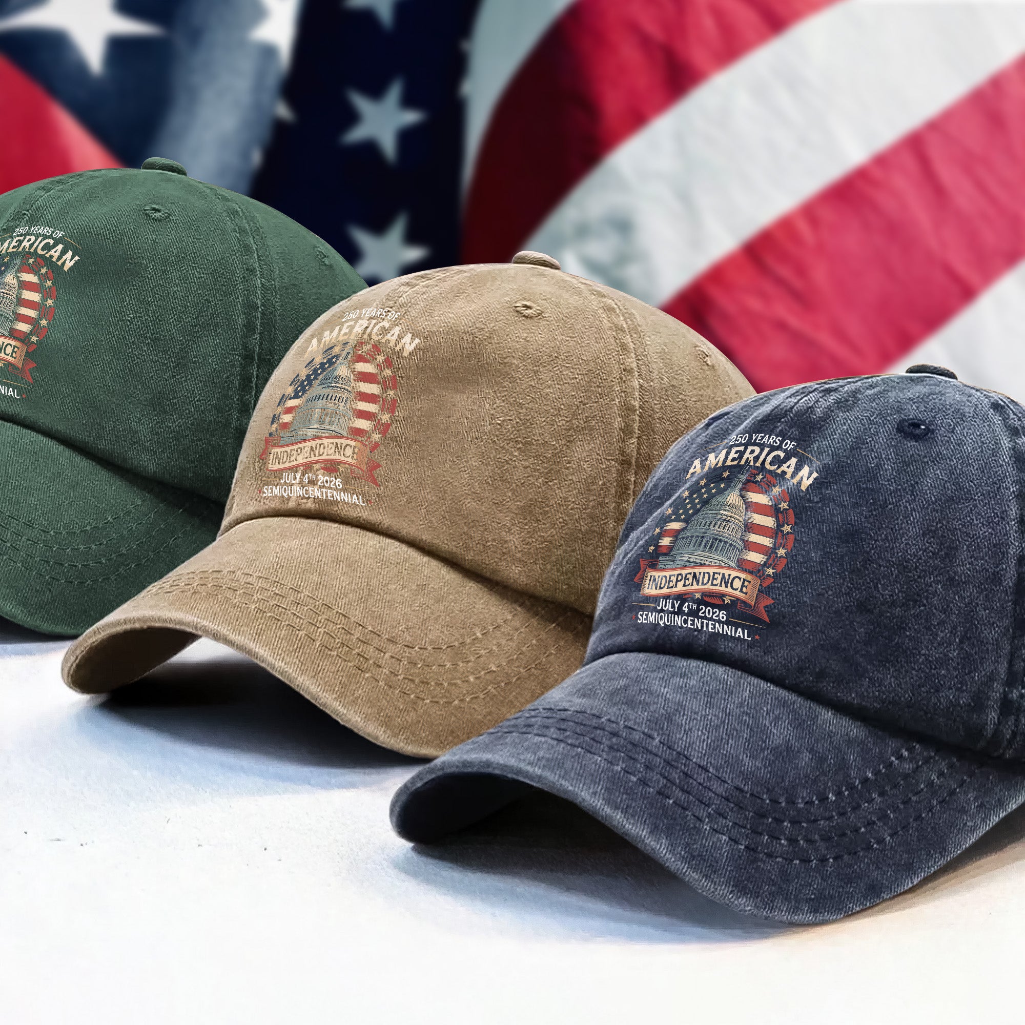 250 Years Of America Washed Denim Baseball Cap TH10 894661 - Image 3