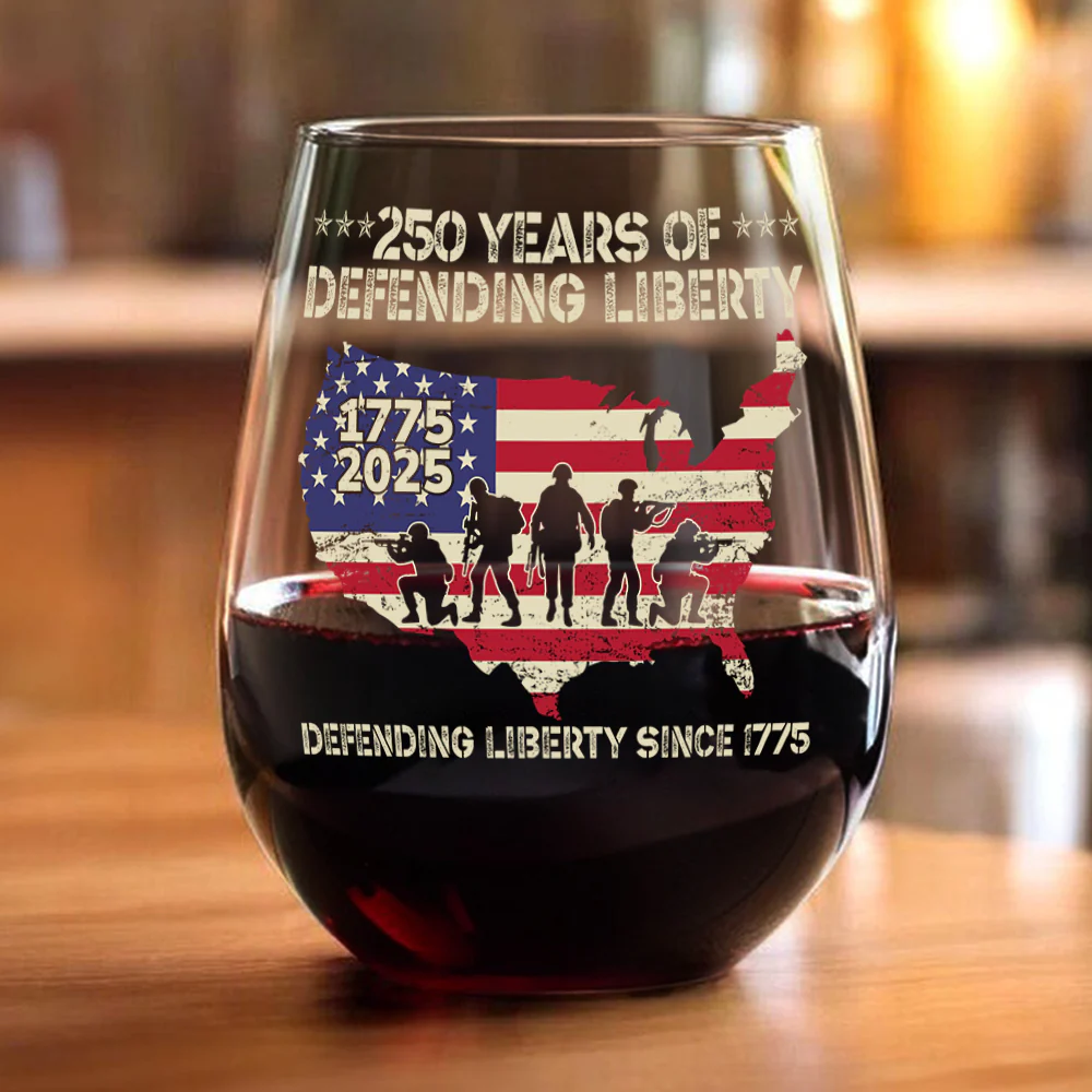 250 Years Of Defending Liberty Wine Glass TH10 894687 - Image 2