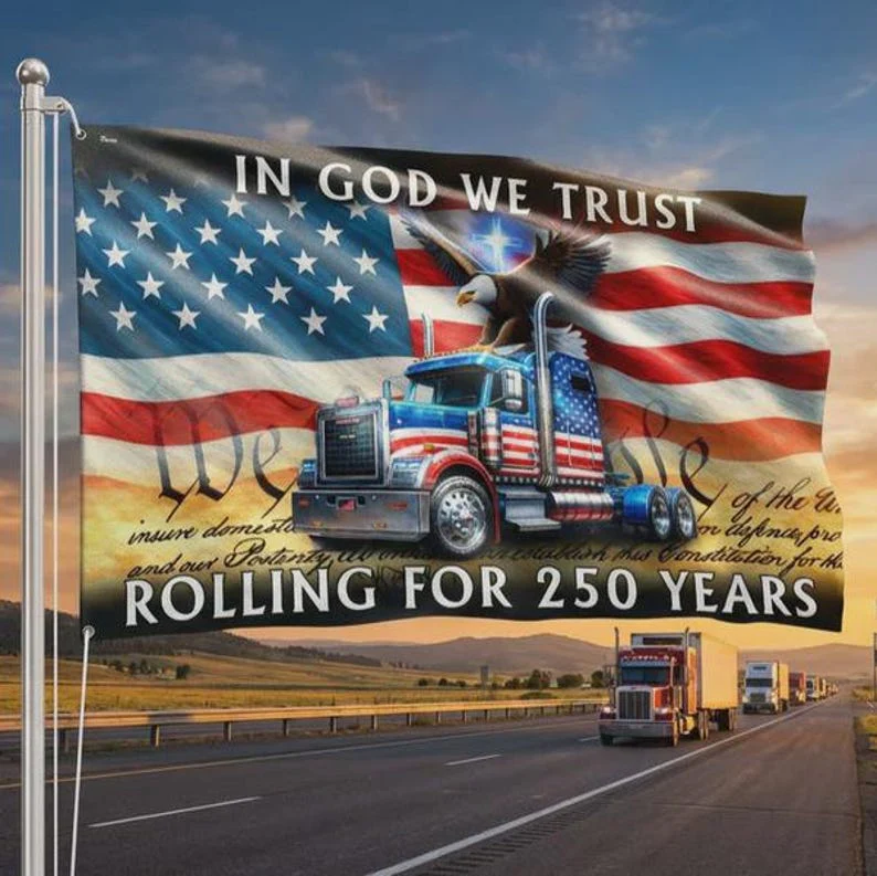 250 Years Rolling American Flag, Truck Driver Christ Gift, 1776-2026 Patriotic Semiquincentennial Decor TH10 169789 - Image 2