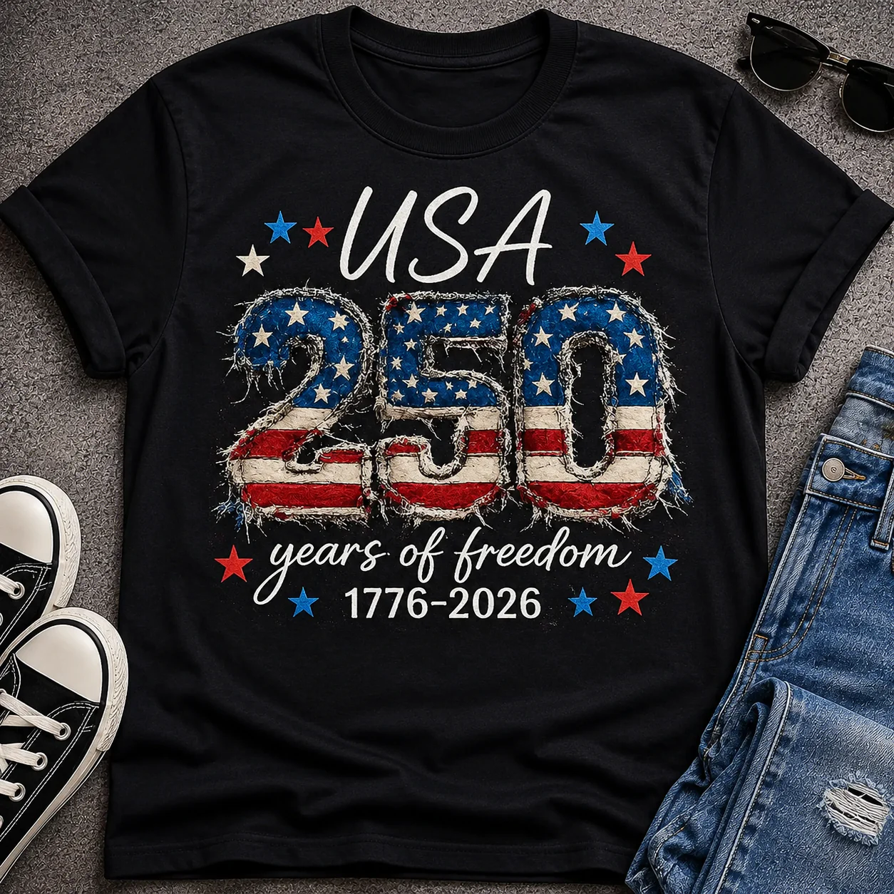 4th of July, 250th Anniversary Faux Patchwork, Independence Day Shirt TH10 170117 - Image 3