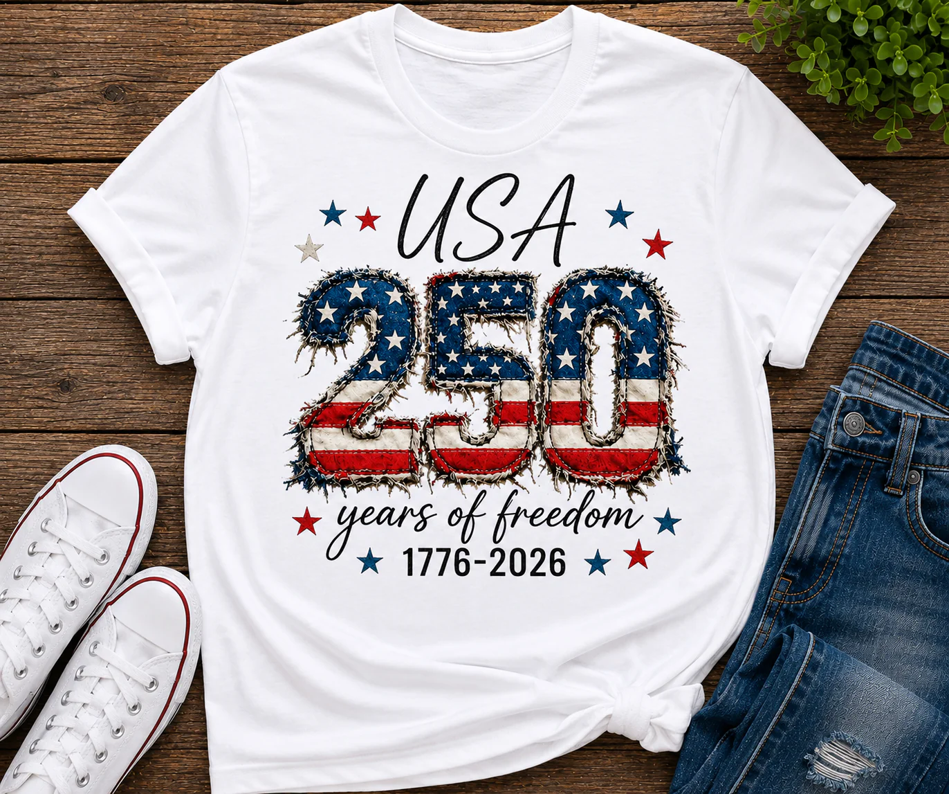 4th of July, 250th Anniversary Faux Patchwork, Independence Day Shirt TH10 170117 - Image 4