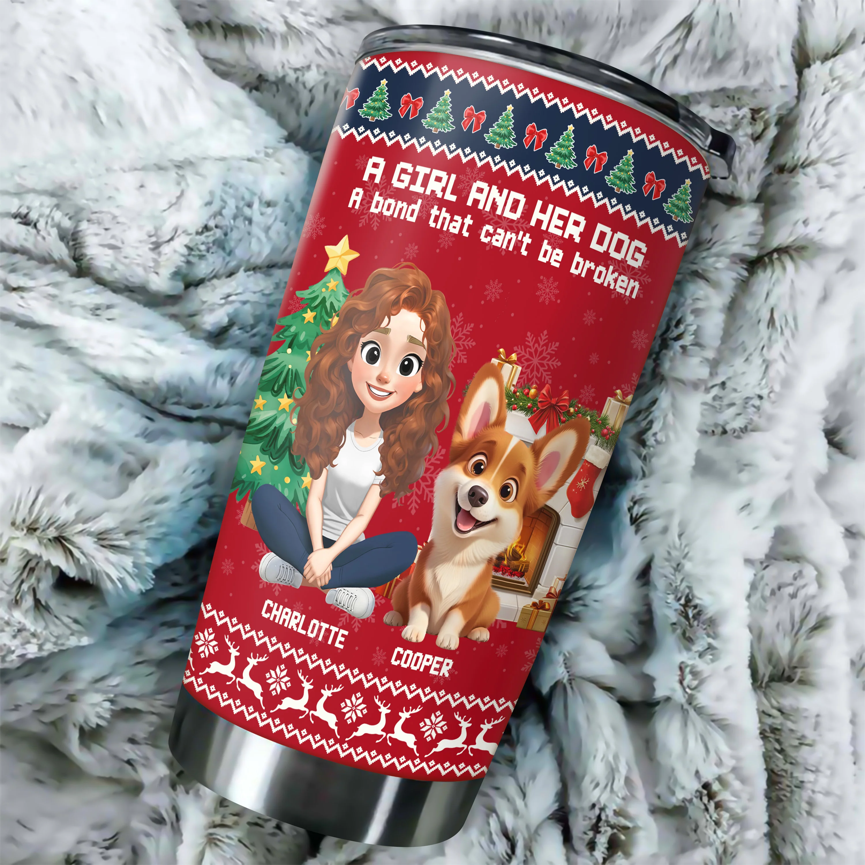 A Girl And Her Dog Christmas Fat Tumbler TH10 896333 - Image 3