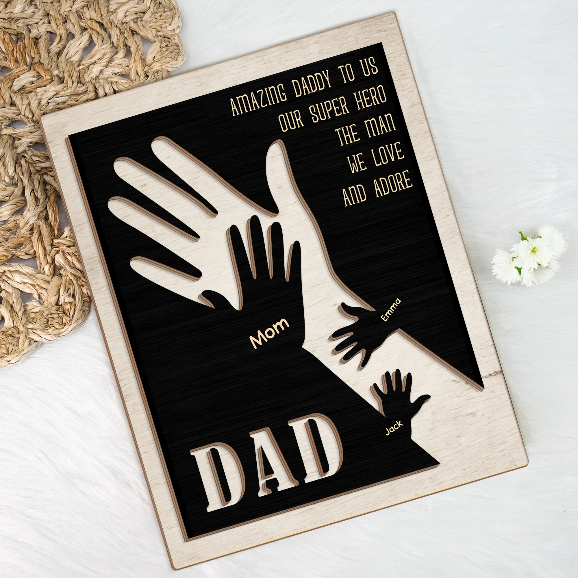 Amazing Daddy To Us Father's Day Gift 2-Layer Wooden Plaque With Stand TH10 892993 - Image 5