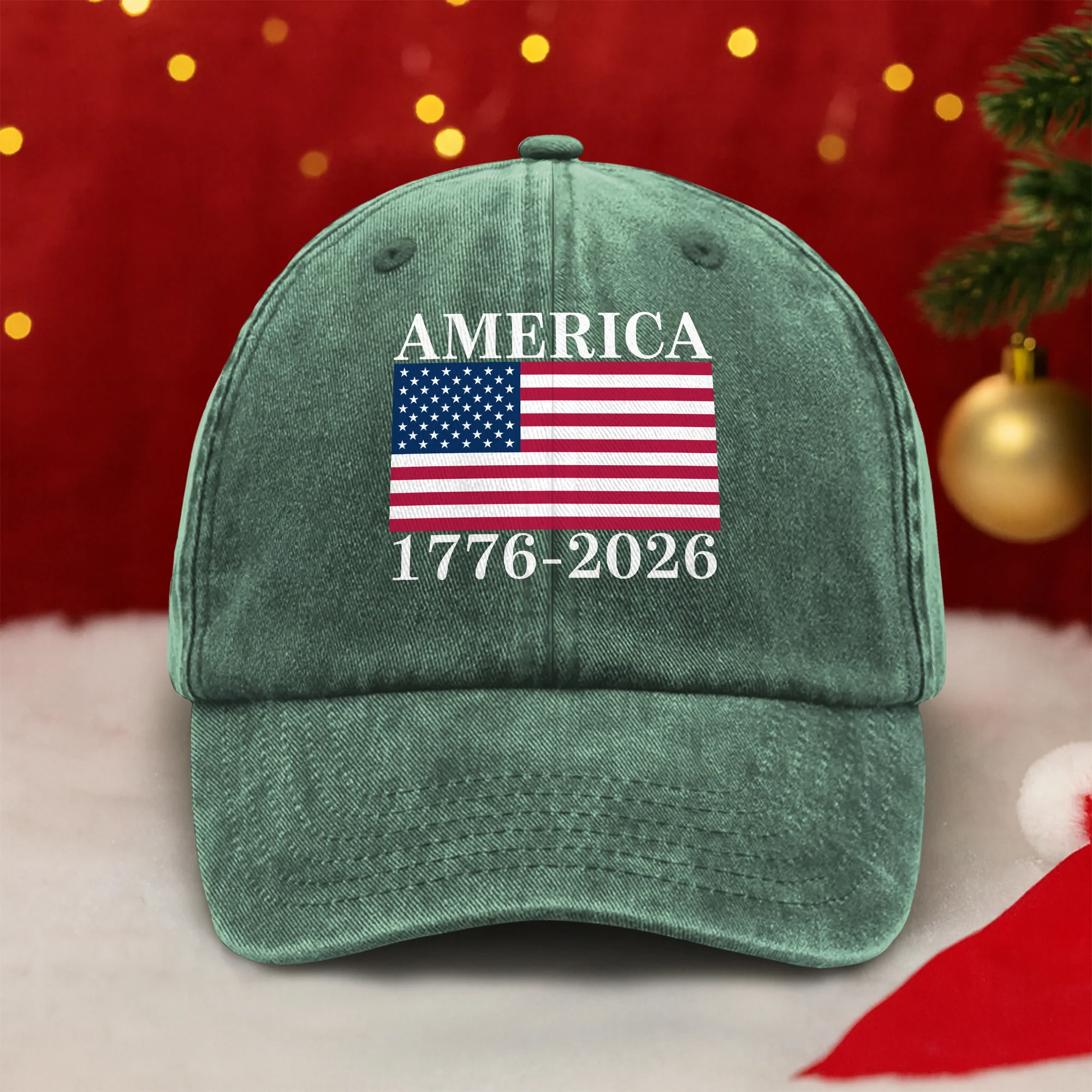 America 1776 - 2026 Washed Denim Baseball Cap TH10 894839 - Image 4