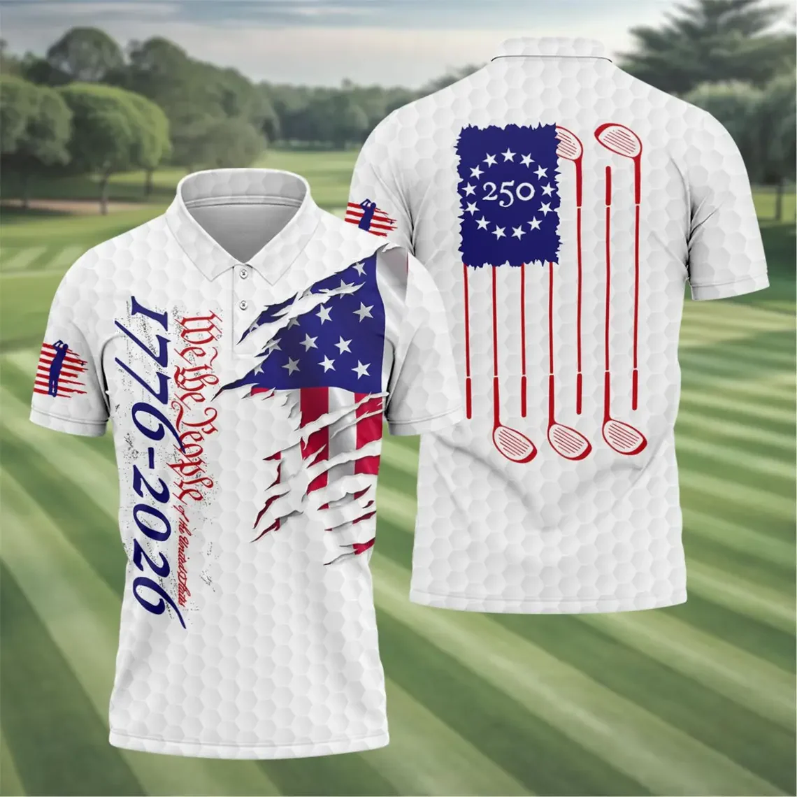 America Golf Polo Shirt, 1776-2026 Patriotic, USA Flag Polo Shirt Gift for Golf Lovers TH10 169849 - Image 3